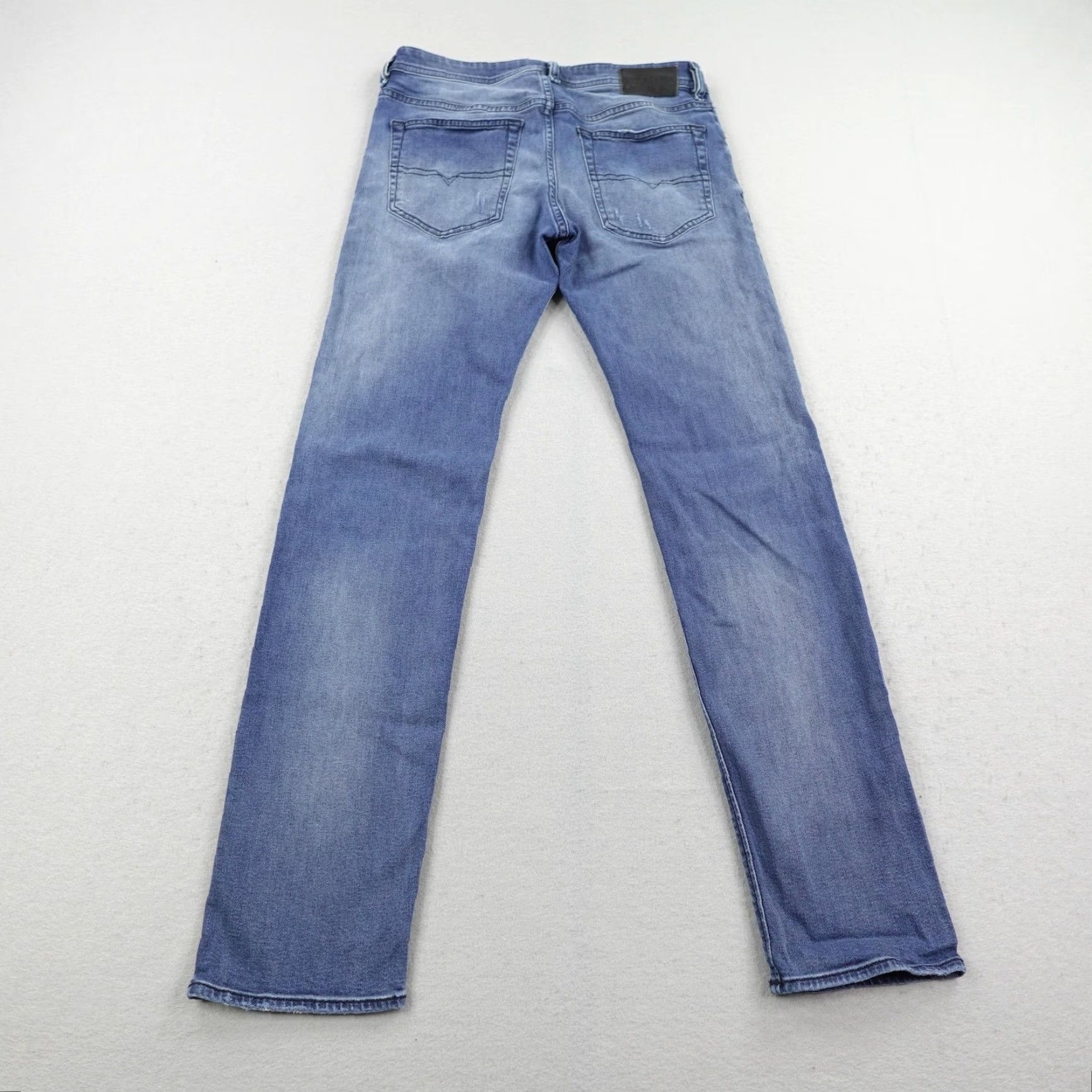 Diesel Diesel Jeans Mens 31 Blue Denim Buster 084NV Stretch Regular Slim Tapered Faded Distressed 32in Inseam Mens Size US 31 - 4 Thumbnail