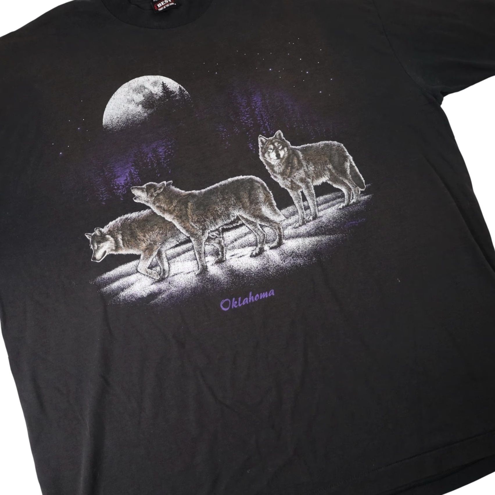 Vintage VINTAGE Wolf Night Scene Graphic T Shirt Men's 2XL Black Shirts Mens Size US XXL / EU 58 / 5 - 3 Thumbnail