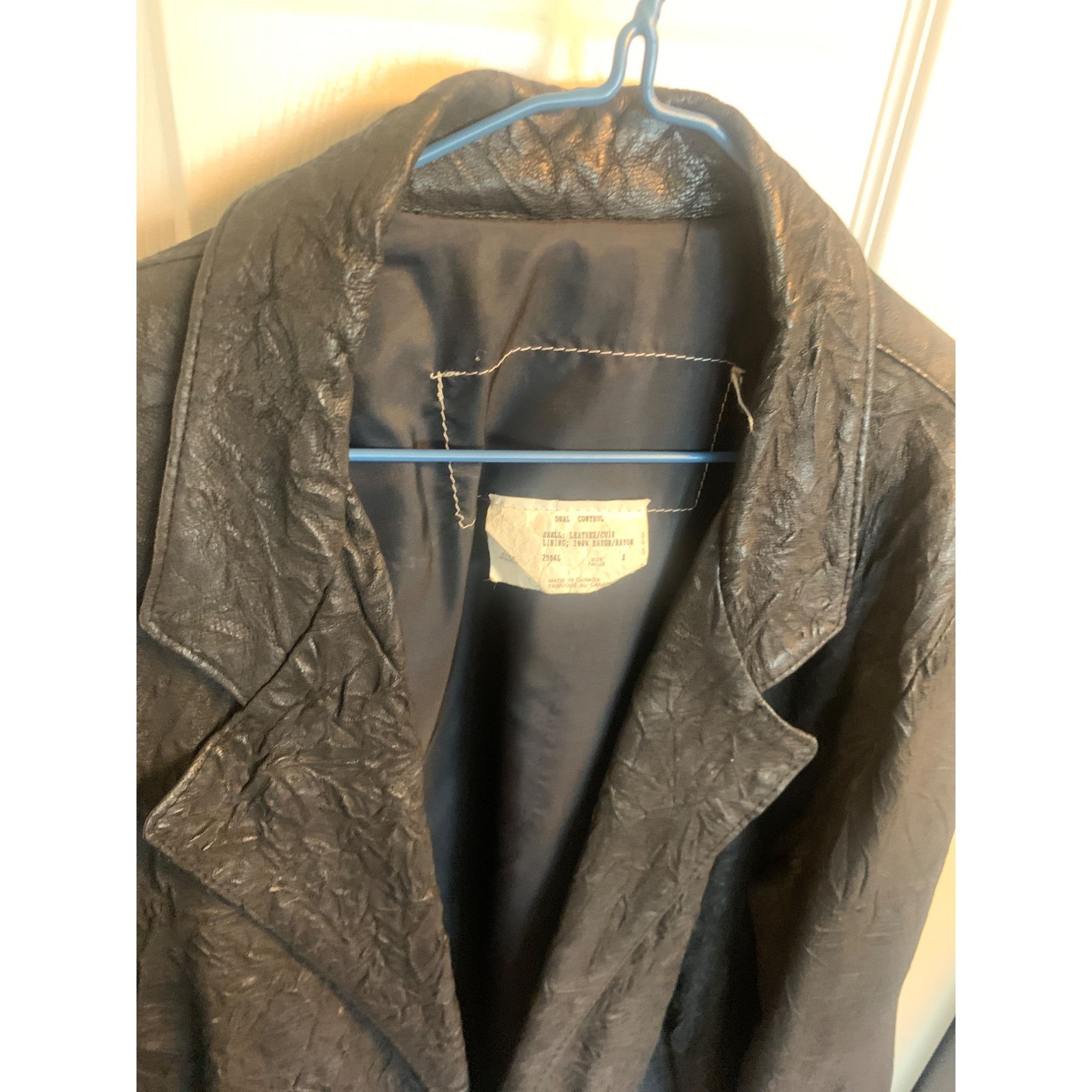 Vintage Canadian Made Men's Black Crinkled Leather Duster Buster Size US S / EU 44-46 / 1 - 8 Thumbnail