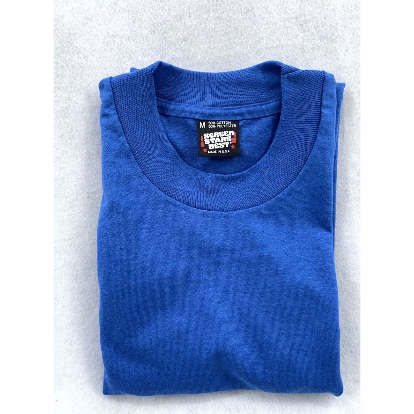 Vintage VINTAGE Screen Stars Best T-Shirt Shirt Men Small Blue 80s 90s Crew Neck Short Sleeve Cotton Polyester NOS Deadstock Size US S / EU 44-46 / 1 - 5 Thumbnail