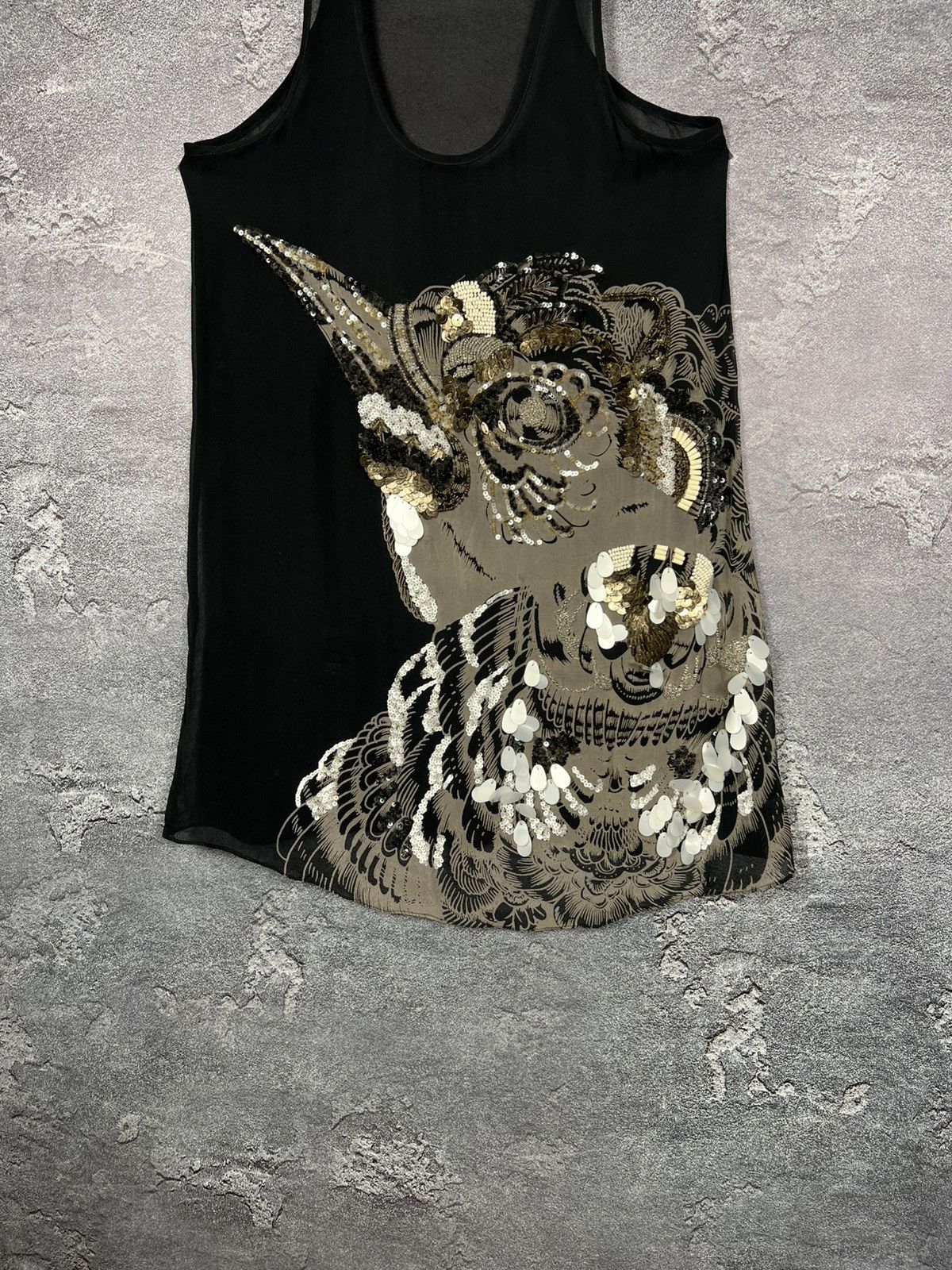 Allsaints AllSaints Silk Mesh Mini Dress With Sequin Bird Size S / US 4 / IT 40 - 2 Thumbnail
