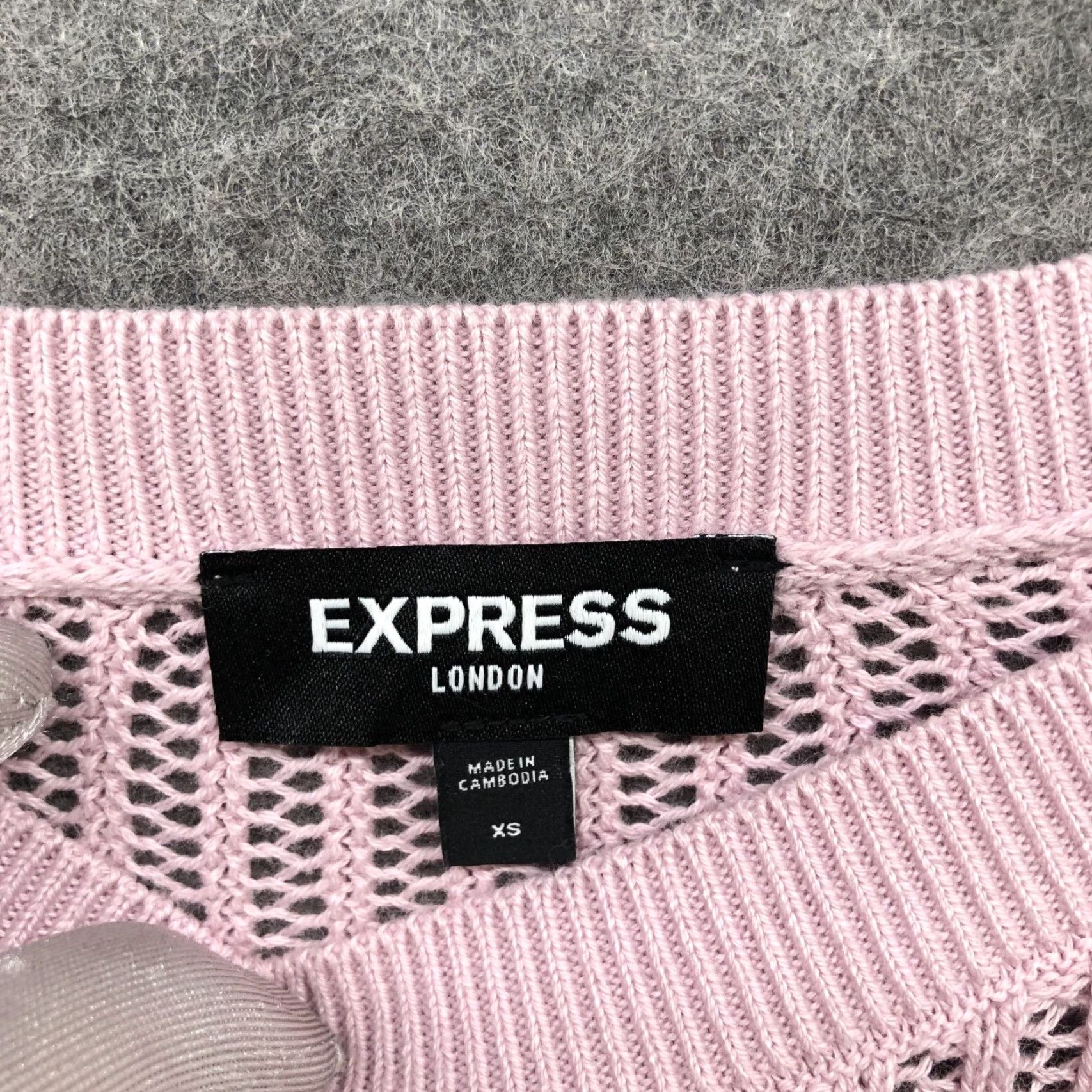 Express VINTAGE Express Tunic Sweater Womens XS Open Knit Cotton Pink Crewneck Longline Size XS / US 0-2 / IT 36-38 - 5 Thumbnail