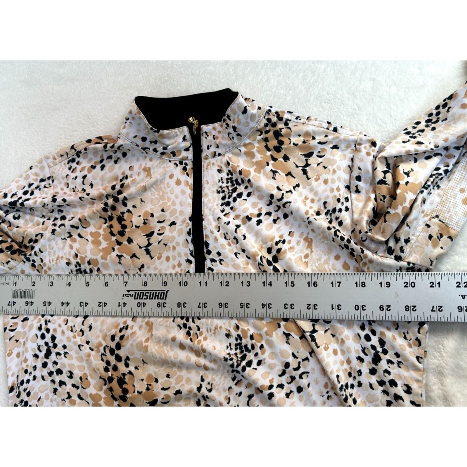 Vintage Sans Soleil Womens Long-Sleeve Animal Print 1/4 Zip Pullover Top Large Beige Size L / US 10 / IT 46 - 7 Thumbnail