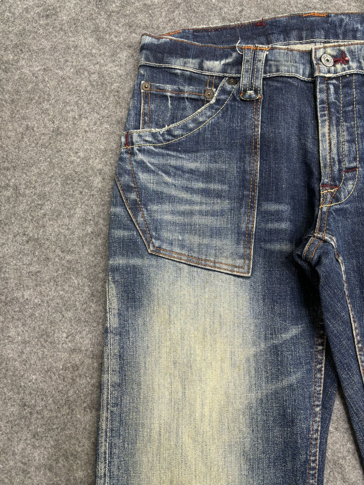 Japanese Brand 💥Super Flare💥Vtg 90s Style Blue Way StoneWash Denim F472 Size US 32 / EU 48 - 4 Thumbnail