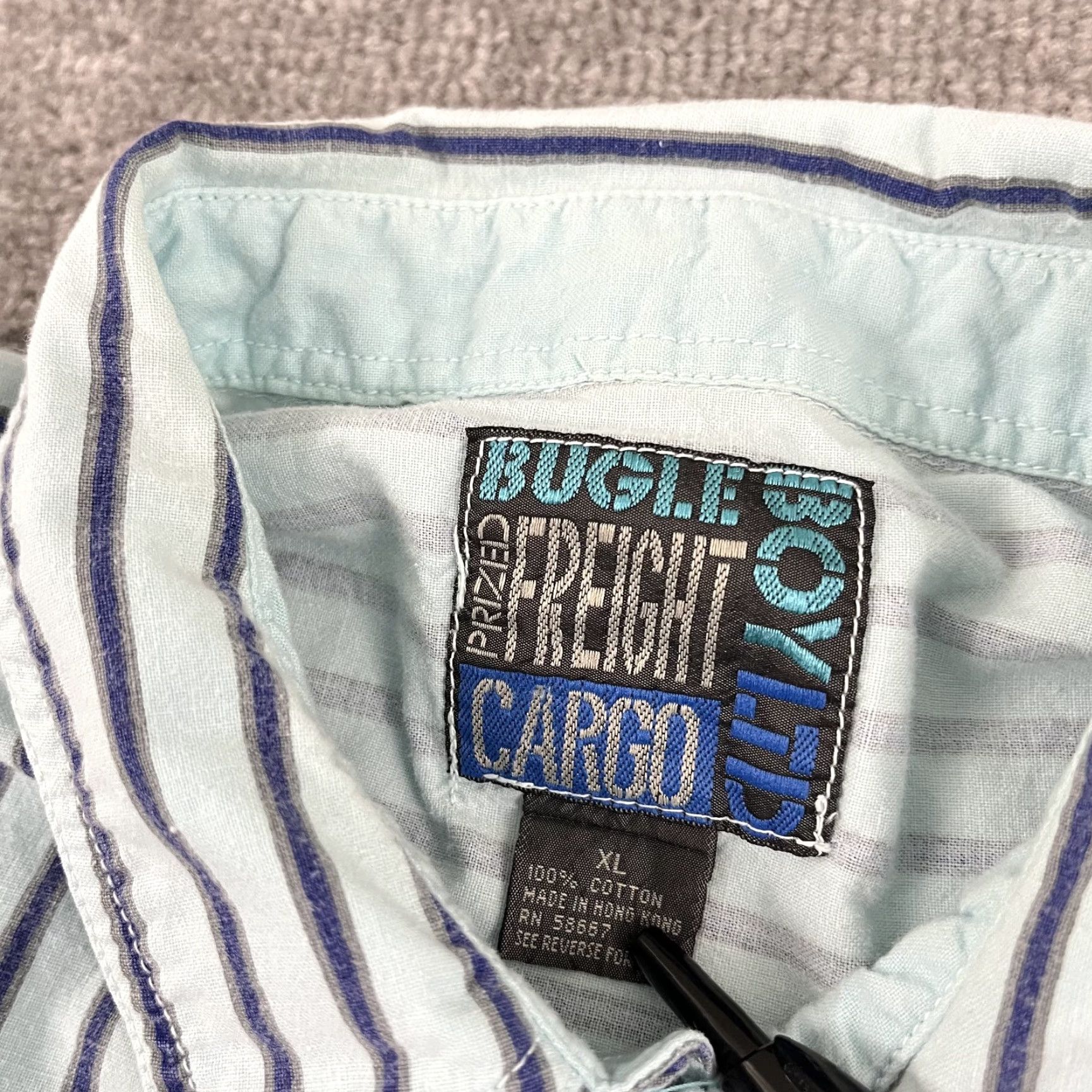 Bugle Boy VINTAGE Bugle Boy Shirt Mens XL Blue Striped Button-Up Regular 90s Casual Workwear Mens Size US XL / EU 56 / 4 - 2 Thumbnail