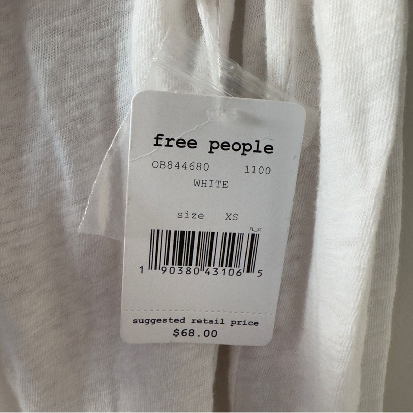 Free People Free People We the Free White Women's Henley Top Long Sleeve Size XS / US 0-2 / IT 36-38 - 8 Thumbnail