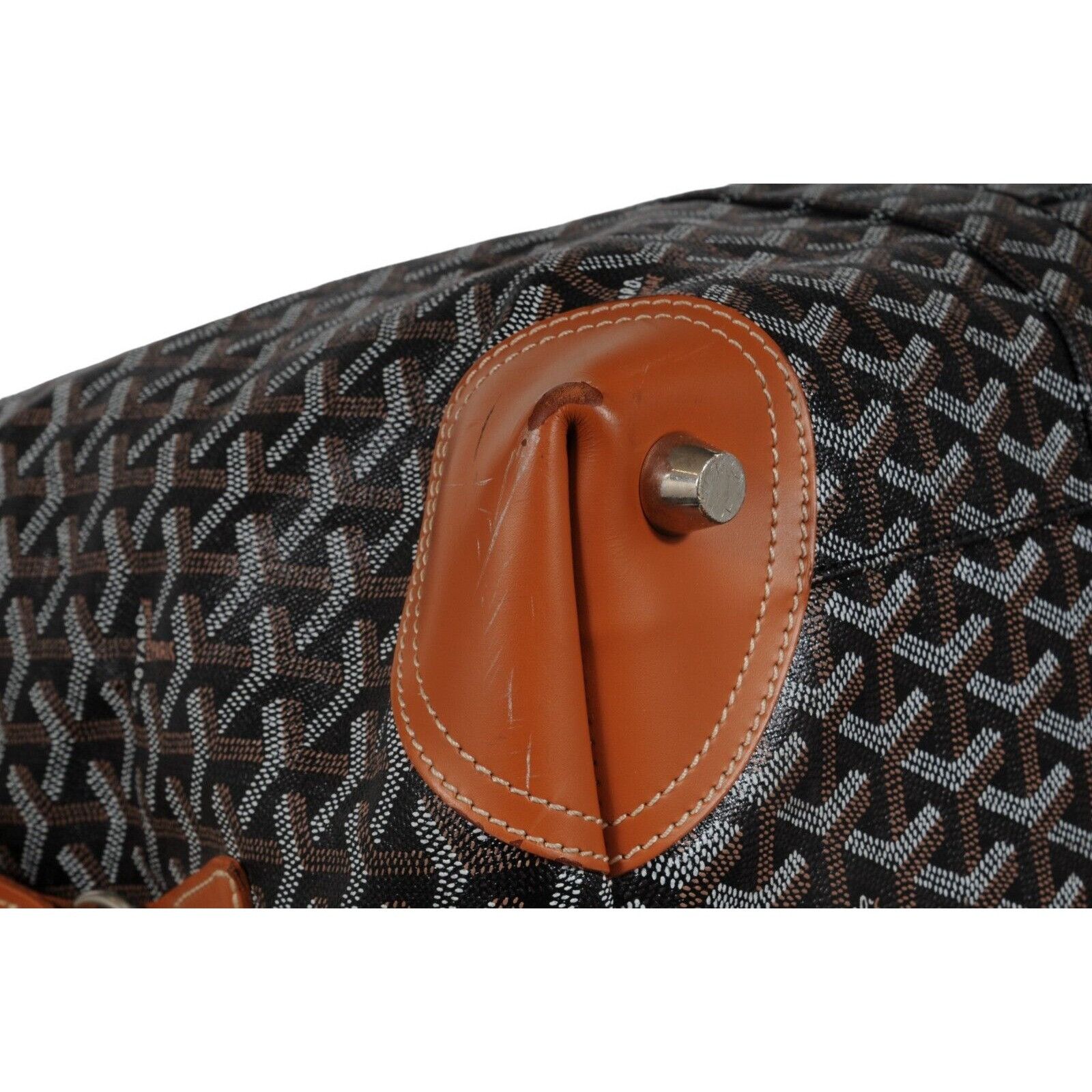 Goyard Boeing 45 Black Brown Leather Duffle Travel Carry On Size ONE SIZE - 14 Thumbnail
