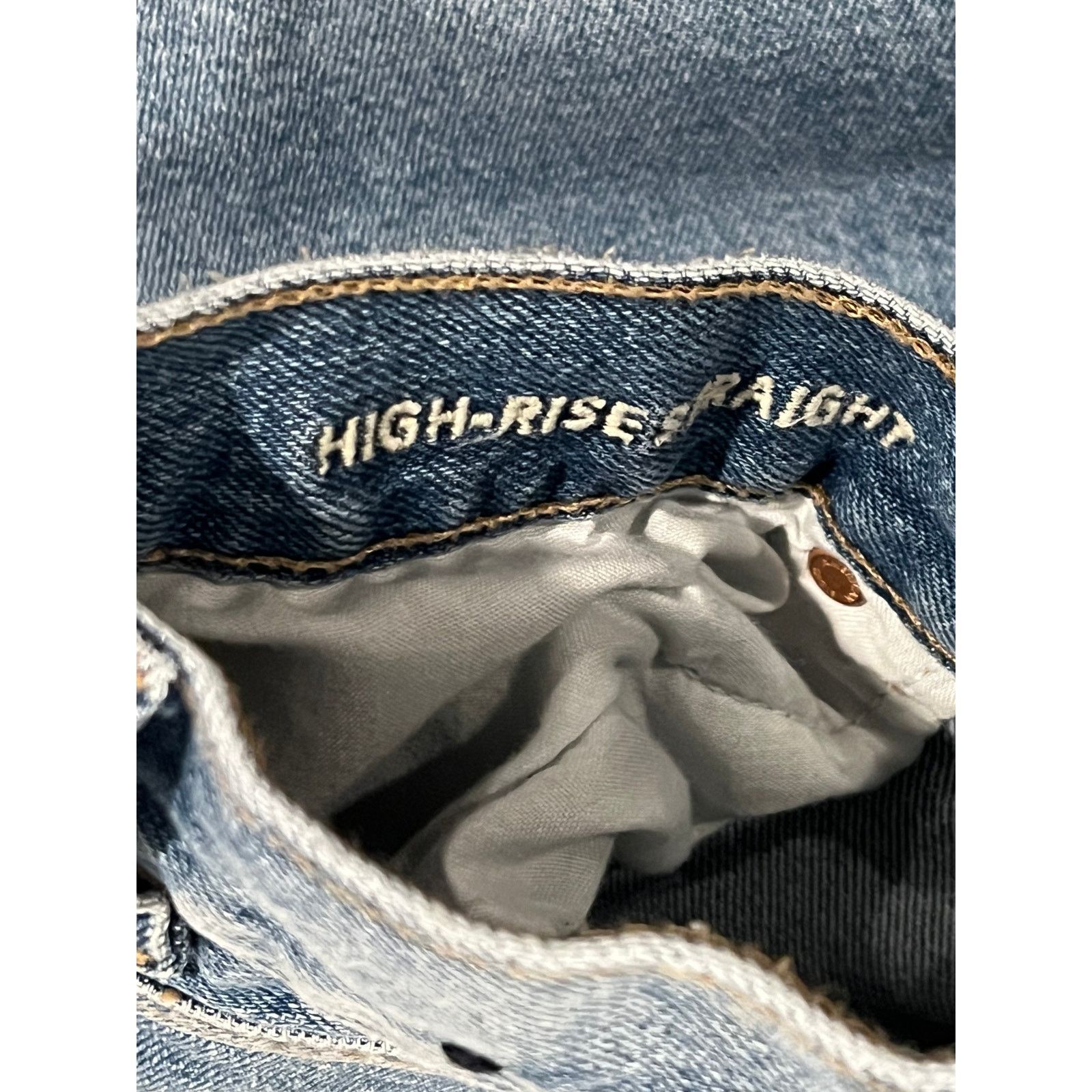 American Eagle Outfitters American Eagle High-Rise Straight Jeans Womans L (12) Size 34" / US 12 / IT 48 - 4 Thumbnail