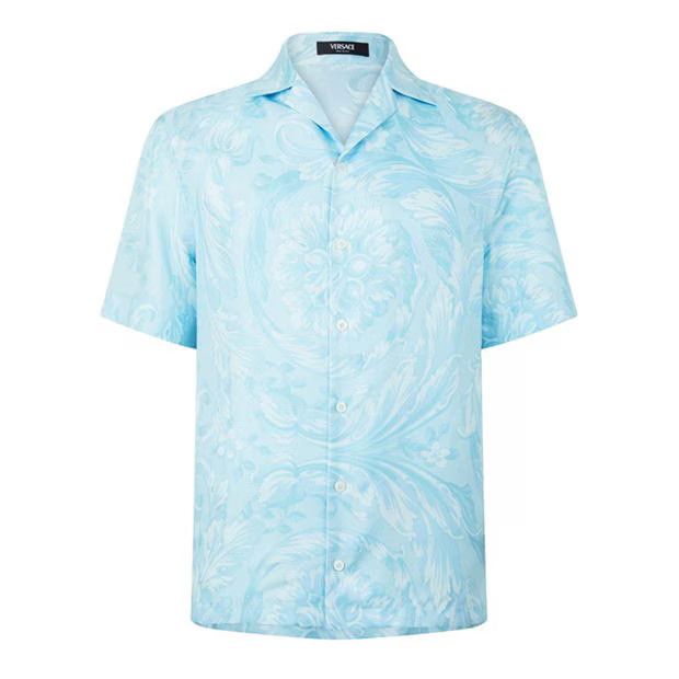 Versace o1g2r1mq0824 Barocco Silk Shirts in Light Blue Size US M / EU 48-50 / 2 - 1 Thumbnail