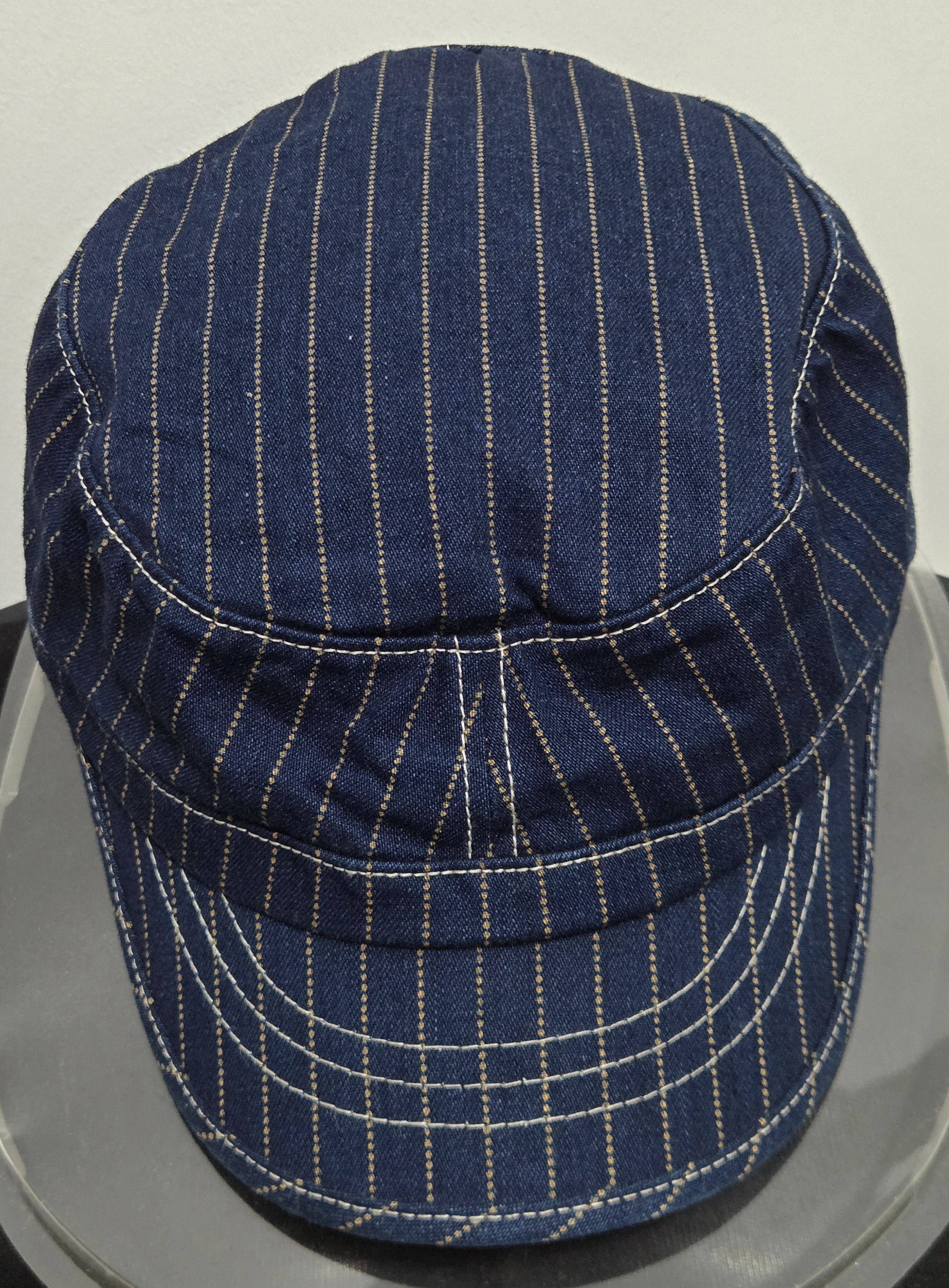 Pherrow's Vintage Pherrow's Indigo Wabash Stripe Work Cap Railroader Size ONE SIZE - 8 Thumbnail