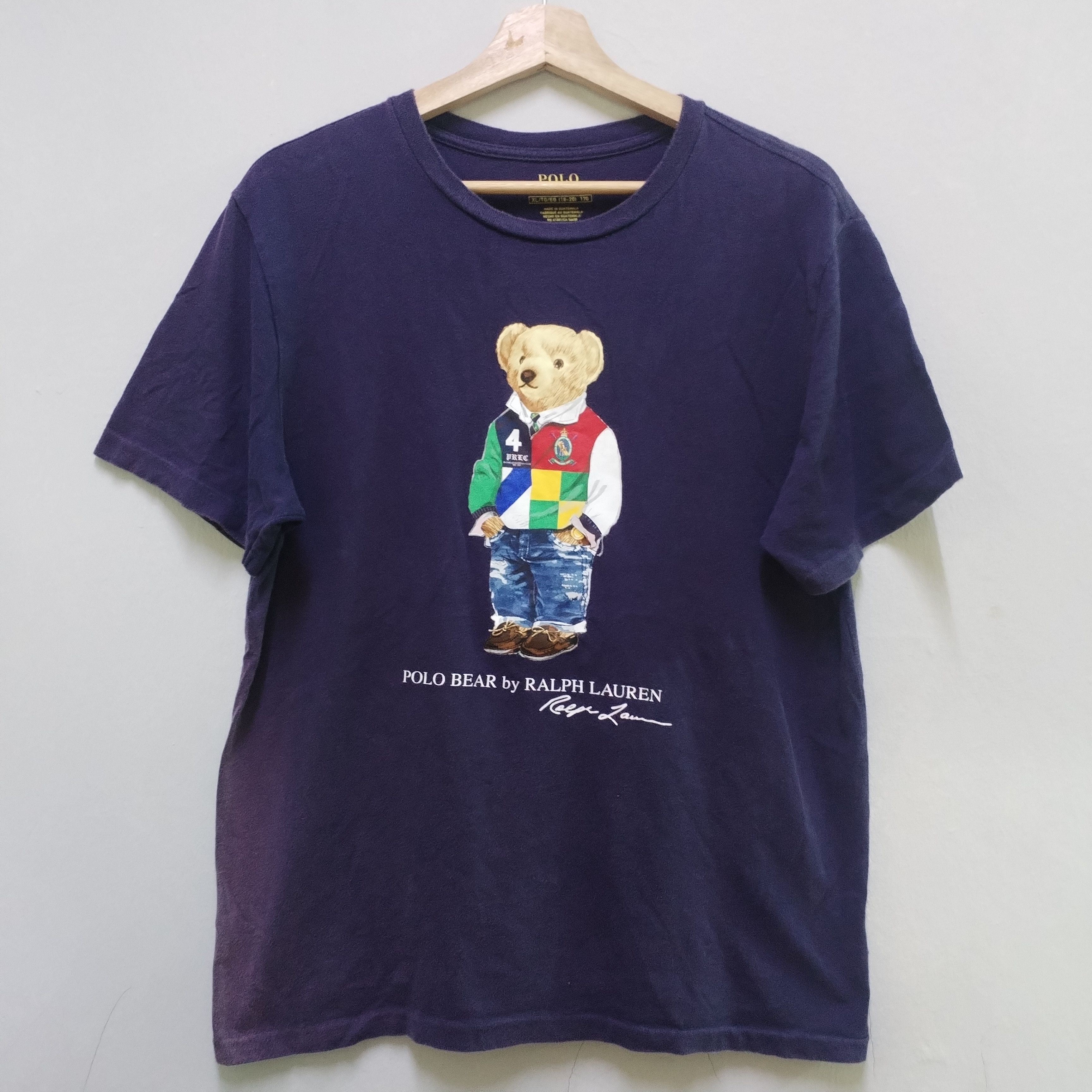 Polo Ralph Lauren Thrashed Sun Faded Polo Bear Vtg Shirt very rare Size US XL / EU 56 / 4 - 1 Thumbnail