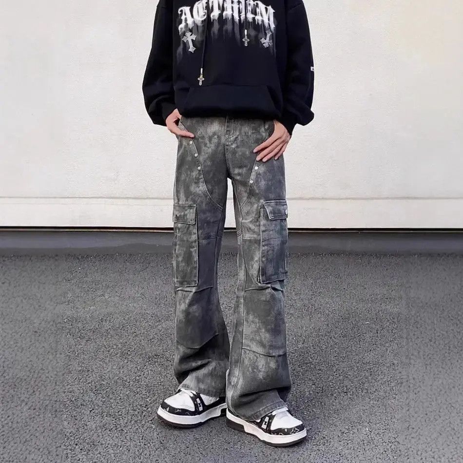 Japanese Brand Retro camouflage pocket micro flared jeans Size US 32 / EU 48 - 3 Thumbnail