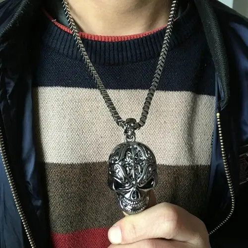 Vintage Retro Hip-hop Evil Skull Necklace Size ONE SIZE - 2 Thumbnail