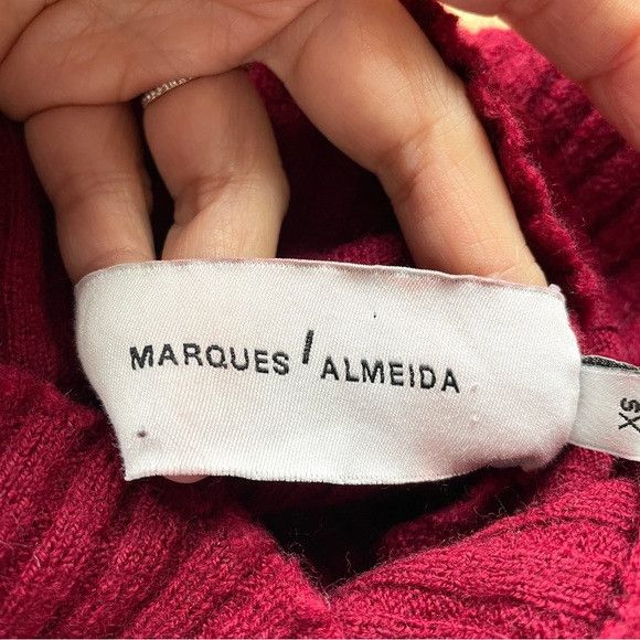 Marques'Almeida Marques Almeida Burgundy Ribbed Merino Wool Sweater - XS/S Size XS / US 0-2 / IT 36-38 - 7 Thumbnail