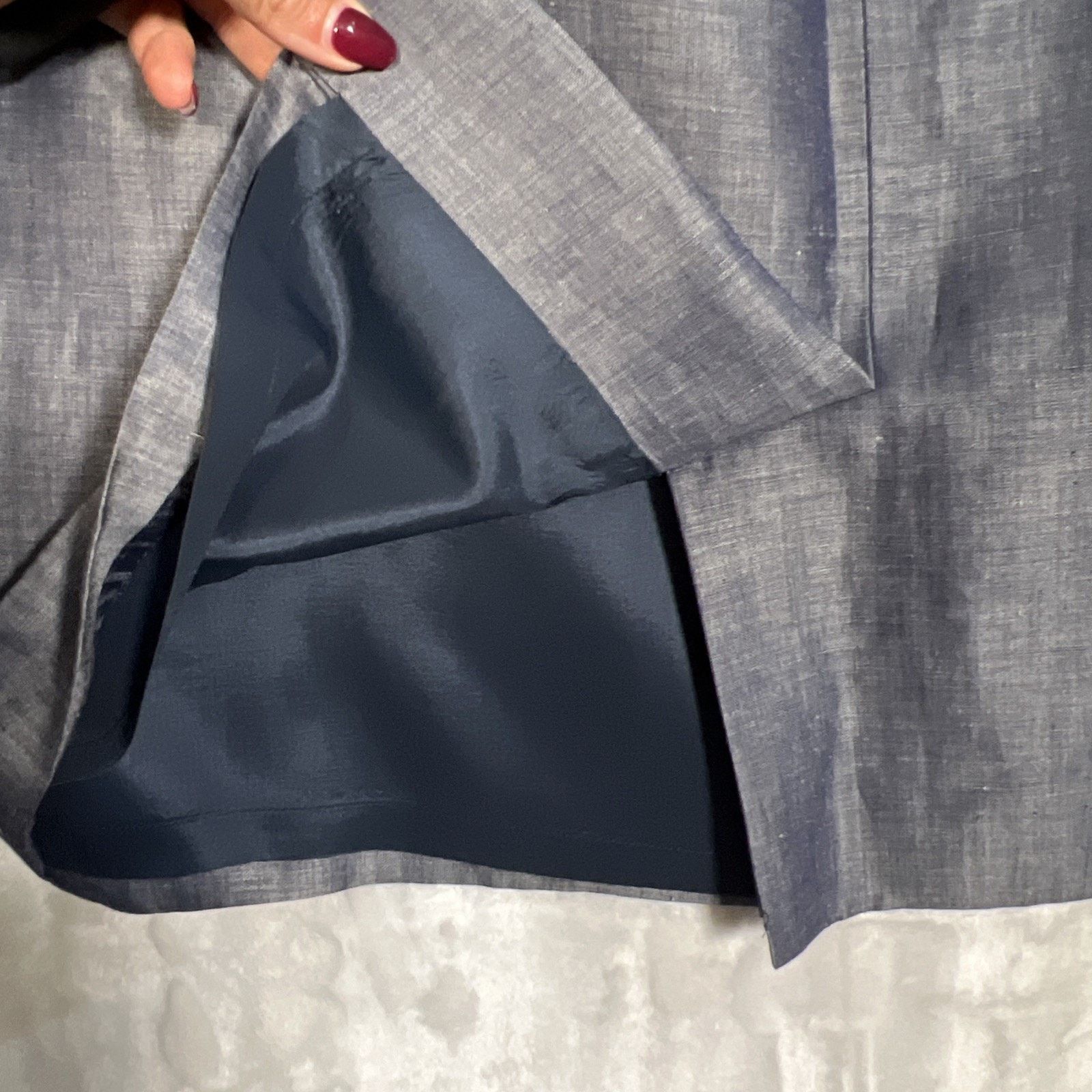 Ellen Tracy Linda Allard Ellen Tracy Blue Shiny Back Zip ￼Linen Blend Pe Size 38" / US 16 / IT 52 - 11 Thumbnail