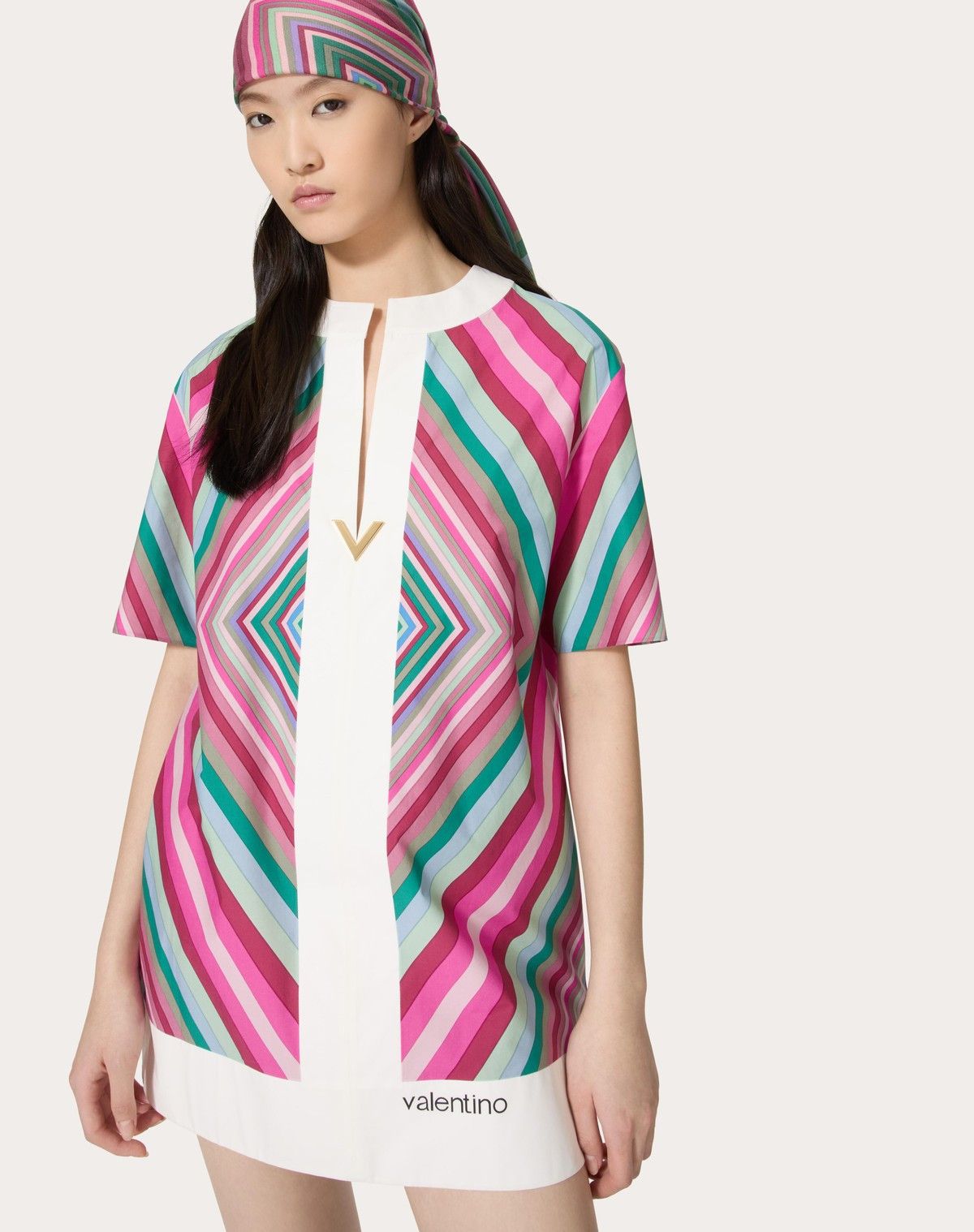 Valentino o1s1wg110525 Foulard Popeline Short Dress in Multicolor Size XS / US 0-2 / IT 36-38 - 5 Thumbnail