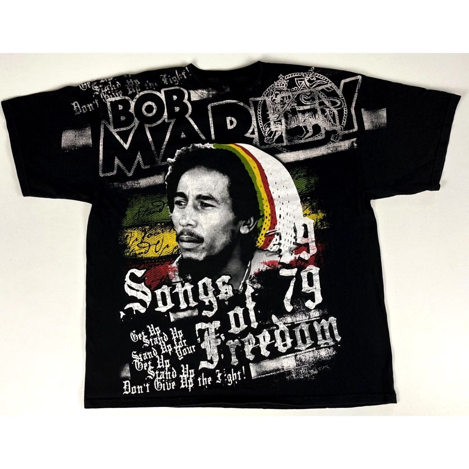Vintage VINTAGE Zion Rootswear Bob Marley 2011 Songs of Freedom 1979 T-Shirt Sz 2XL Black Cotton Crew Neck Short Sleeve Mens Graphic Print Music 2010-2019 Size US XXL / EU 58 / 5 - 2 Thumbnail