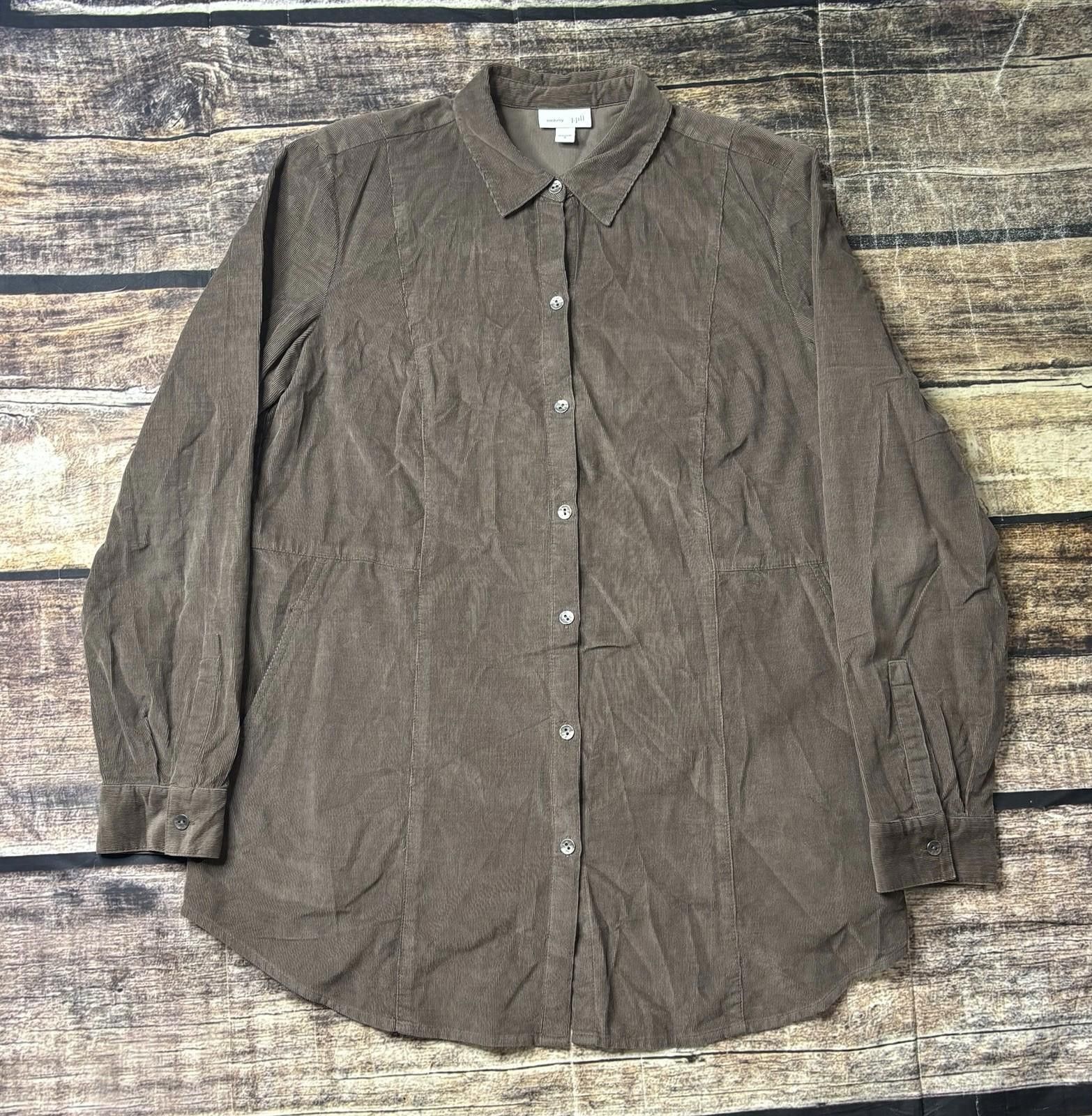 J. Jill J Jill Corduroy Shirt Women's Small Brown Tunic Top Cotton Size S / US 4 / IT 40 - 1 Thumbnail