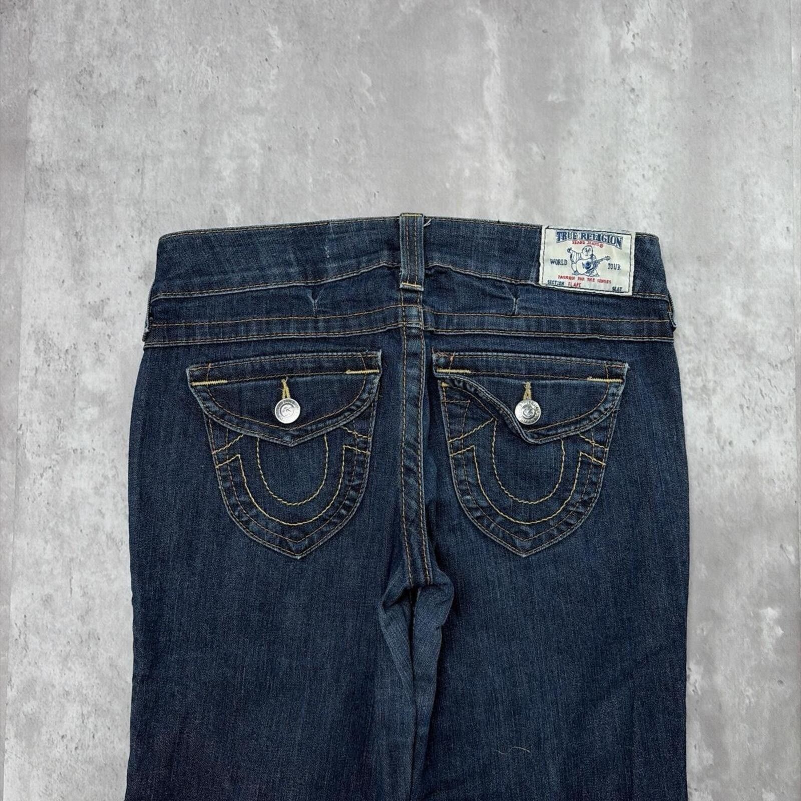 True Religion Y2K Dark Wash True Religion Grunge Flare Denim Jeans Size 30" / US 8 / IT 44 - 2 Thumbnail