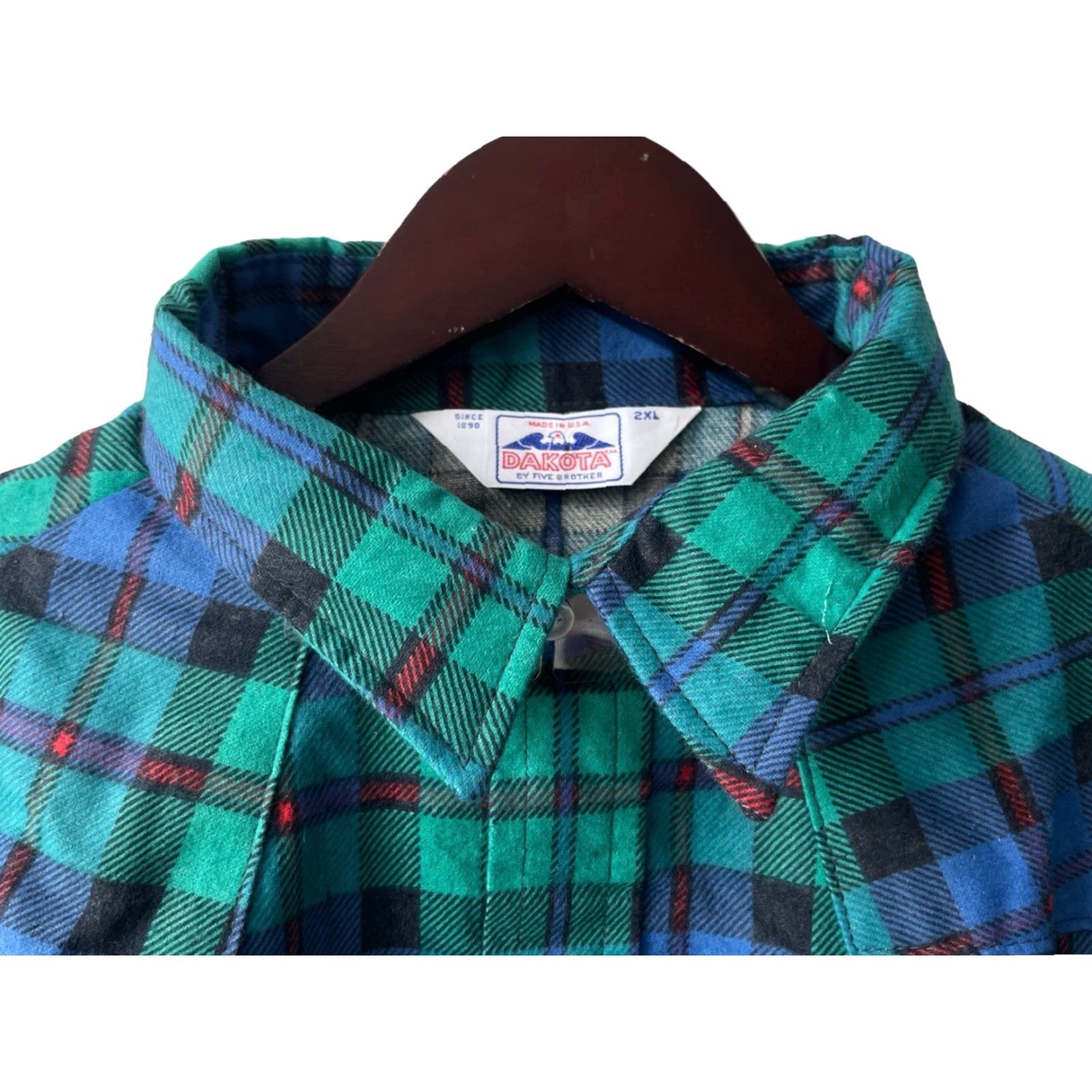 Vintage VINTAGE Five Brother Shirt Dakota Plaid Flannel Mens 2XL NOS NWT USA Made Blue Pearlized Snaps Size US XXL / EU 58 / 5 - 5 Thumbnail