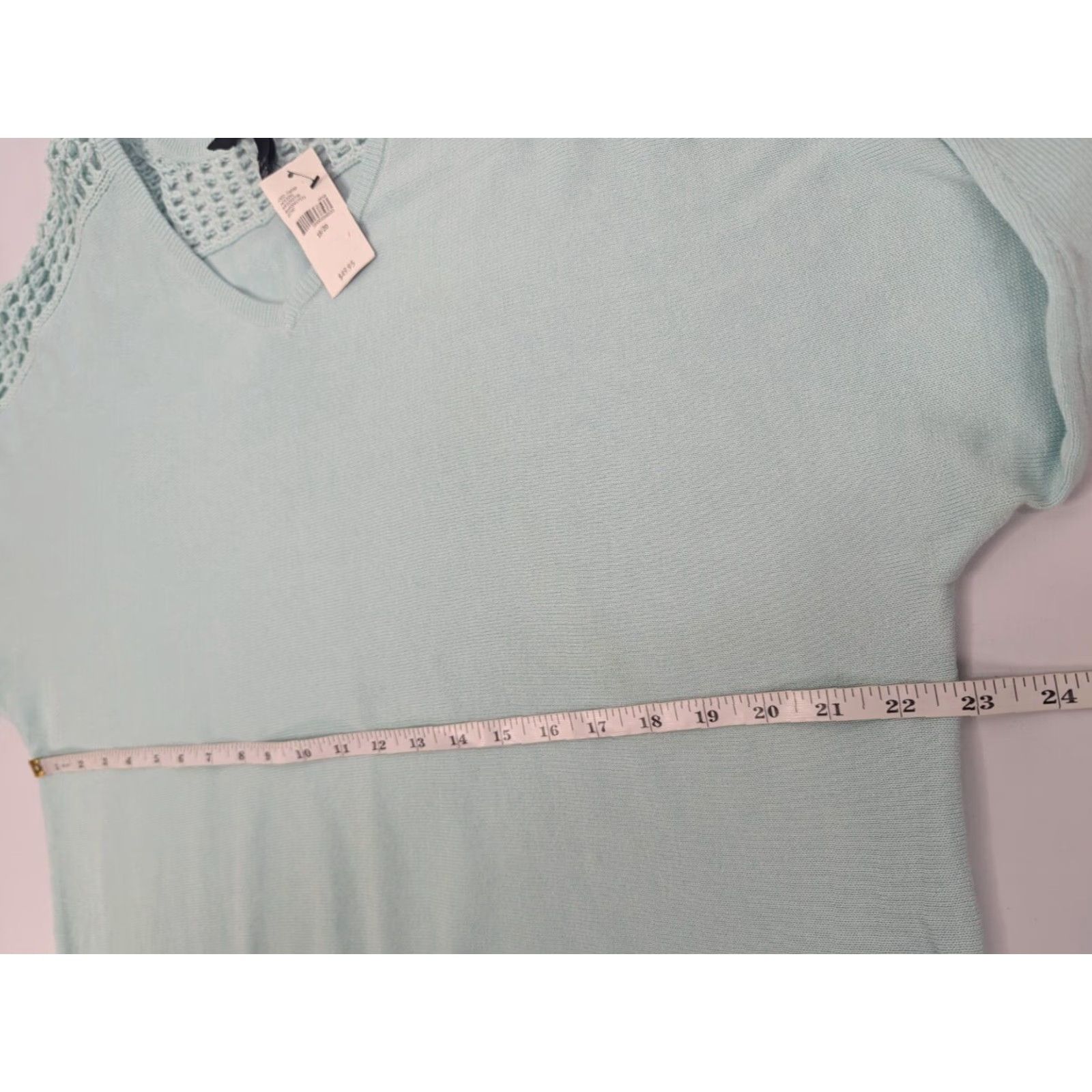 Vintage VINTAGE Lane Bryant Mint Green Sweater Open Weave Crochet Lattice Sleeves V-Neck 18/20 Size XXL / US 16-18 / IT 52-54 - 5 Thumbnail