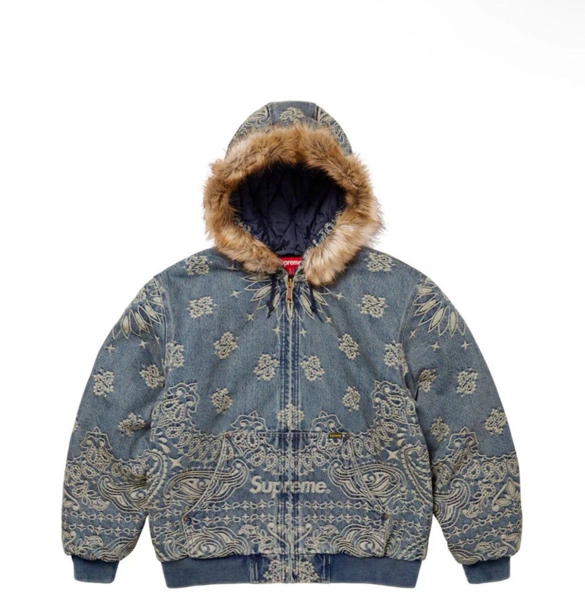 Supreme Bandana Jacquard Denim Hooded Work Jacket (SS25) - $398