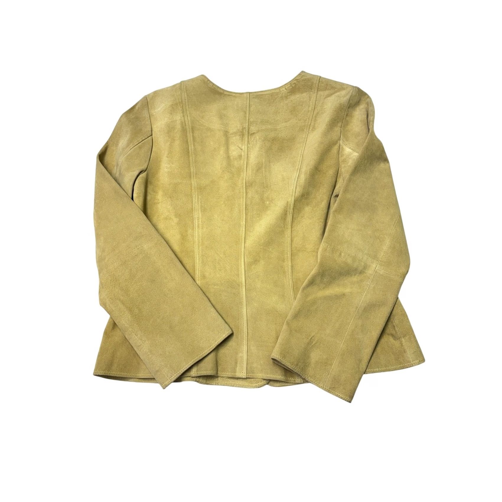 J. Jill VINTAGE J. Jill Womens XS Yellow Suede Leather Jacket Eyelet Floral Laser Cut Buttoned Short Sleeve Jacket Women XS Yellow Floral Eyelet Jacket Size XS / US 0-2 / IT 36-38 - 6 Thumbnail