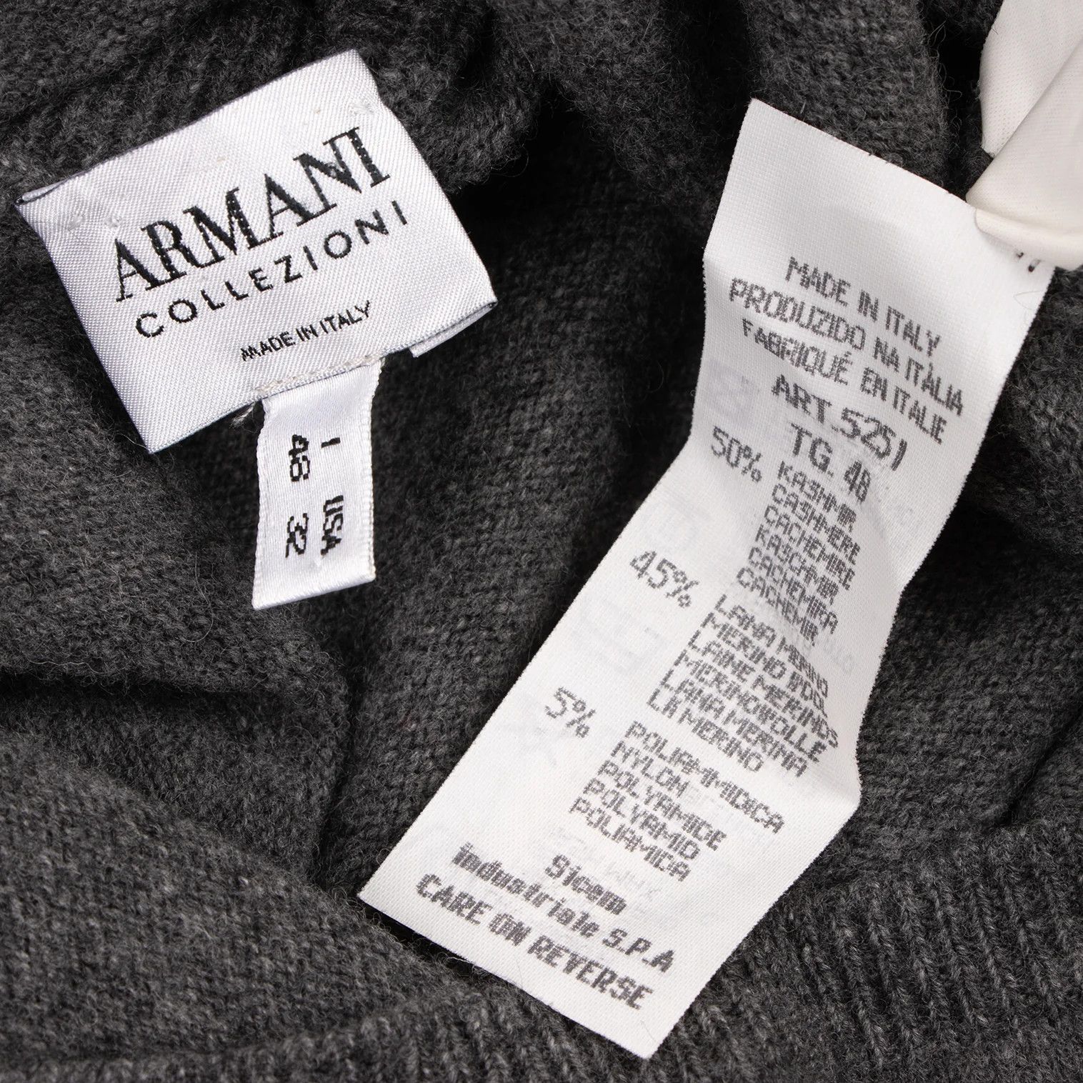 Armani Collezioni Cashmere Blend High Neck Short Sleeve Knit in Gray 48 Size US XXS / EU 40 - 9 Thumbnail