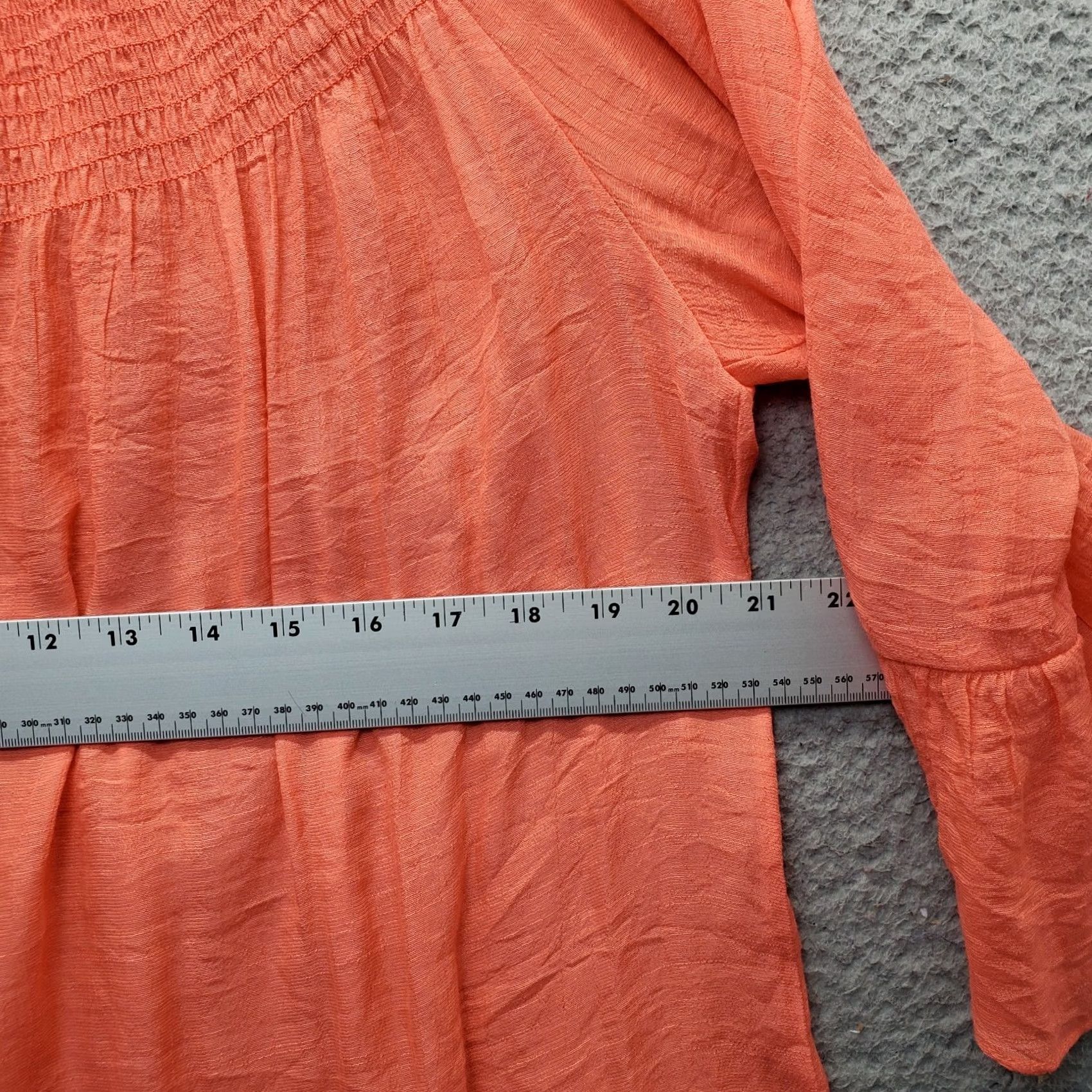 Vintage Zac & Rachel Womens XL Orange Flutter Sleeve Blouse Top - Boho Smocked Detail Shirt Size XL / US 12-14 / IT 48-50 - 3 Thumbnail
