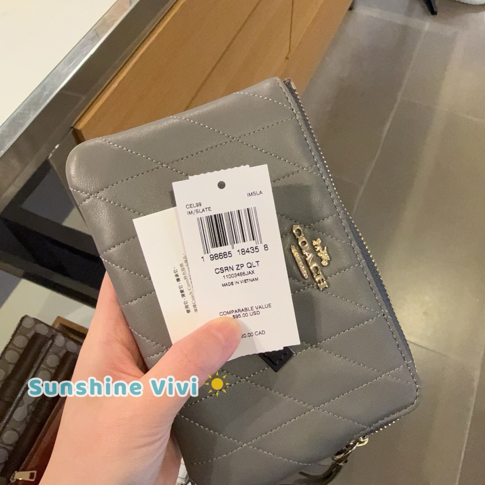 Coach NWT Coach Corner Zip Wristlet CEL99 Gold/Slate leather Size ONE SIZE - 2 Thumbnail