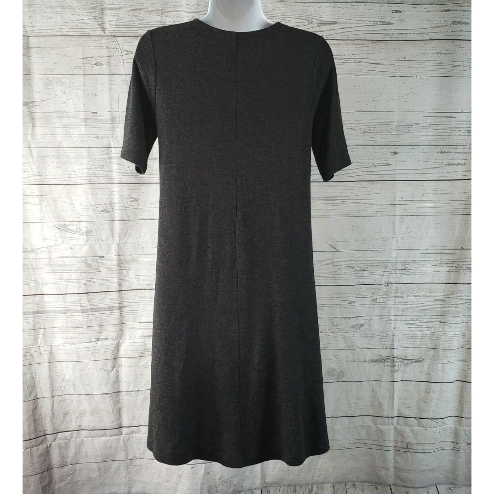 Loft Ann Taylor LOFT Womens Dress Sz XS Solid Gray Short Sleeve Rayon Blend Size 26" / US 2 / IT 38 - 4 Thumbnail