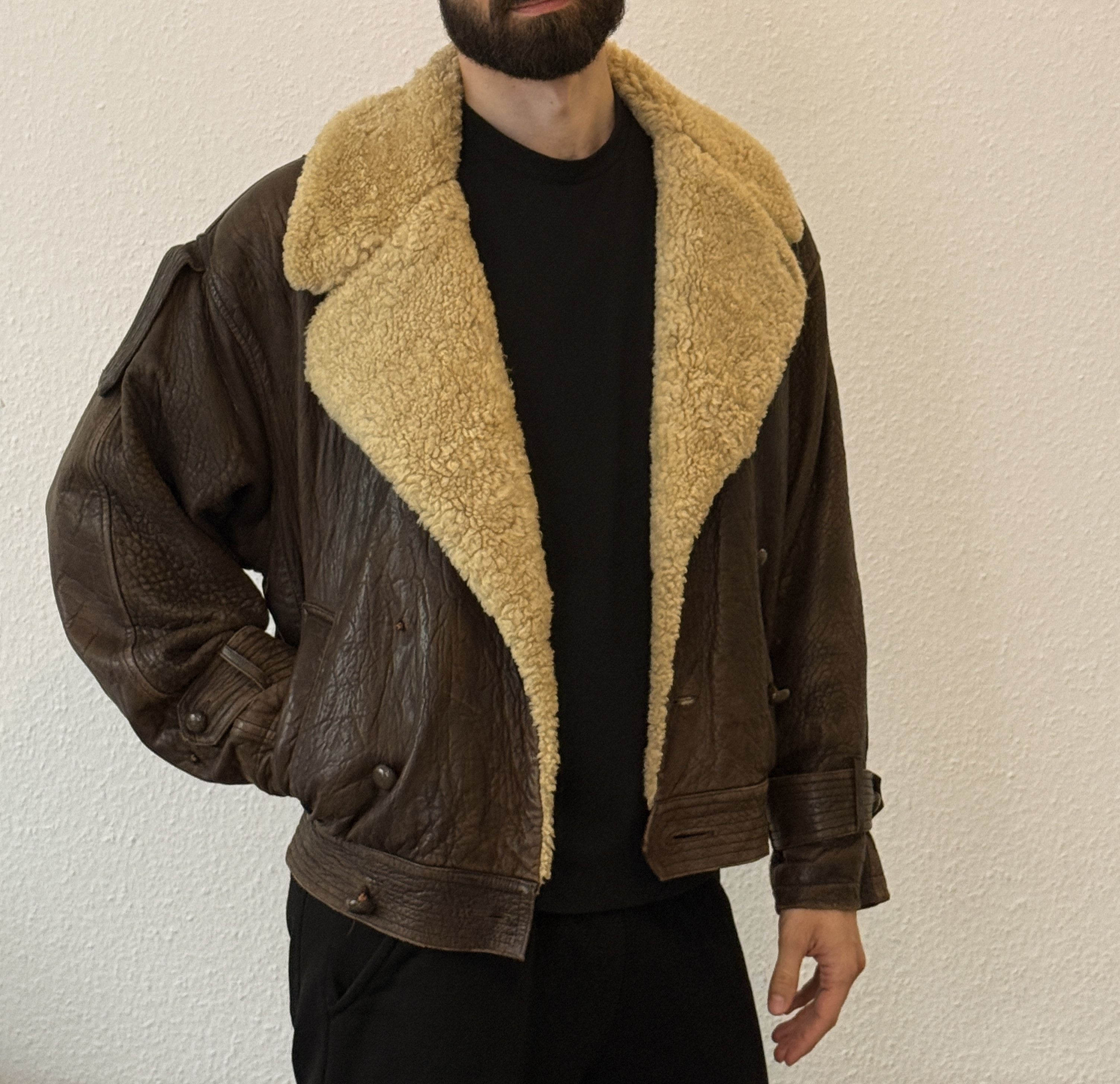 Yves Saint Laurent Vintage YSL Leather Shearling Aviator Bomber