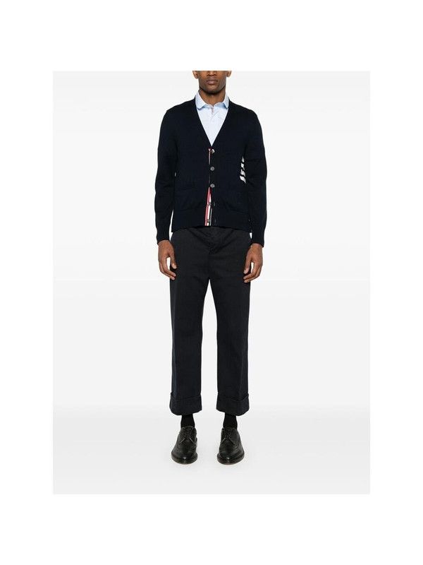 Thom Browne o1s22i1n1124 4-Bar Cotton Cardigan in Navy Blue Size US XL / EU 56 / 4 - 3 Thumbnail