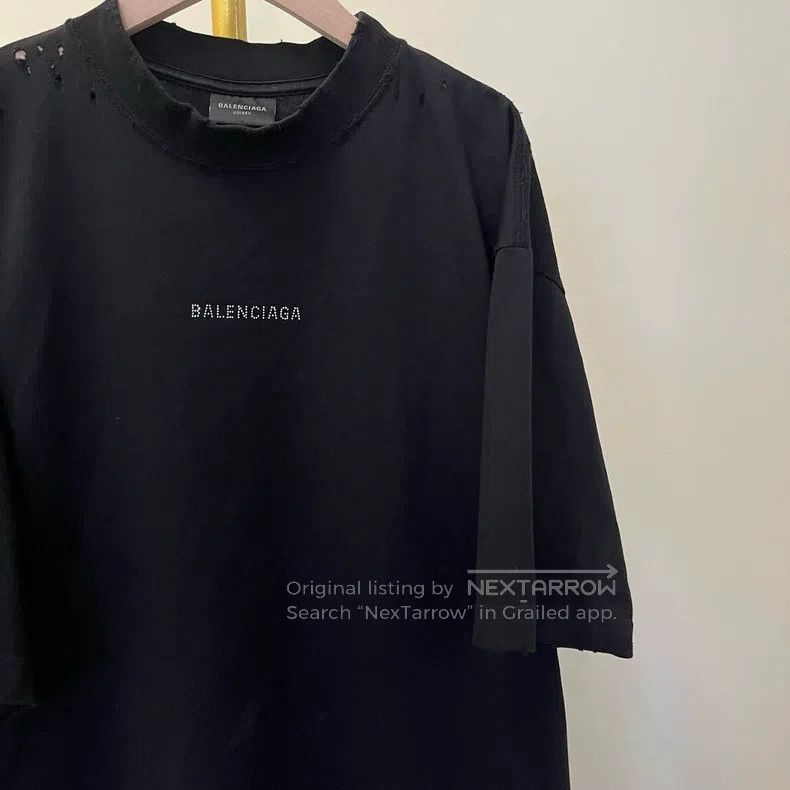 Balenciaga Balenciaga Black Glitter Logo Short Sleeve T-Shirt Size US S / EU 44-46 / 1 - 2 Thumbnail