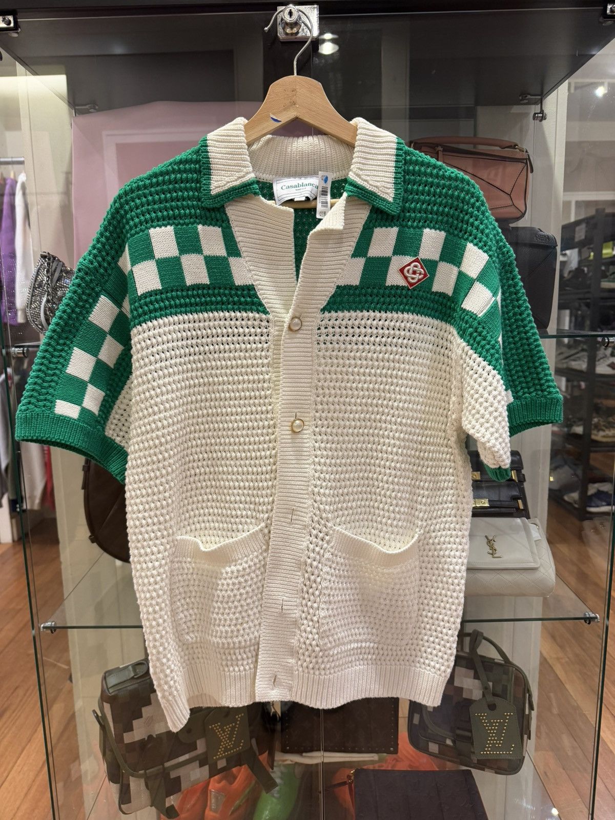Casablanca Casablanca Faux Crochet Cotton Shirt - Green White Size US S / EU 44-46 / 1 - 1 Thumbnail