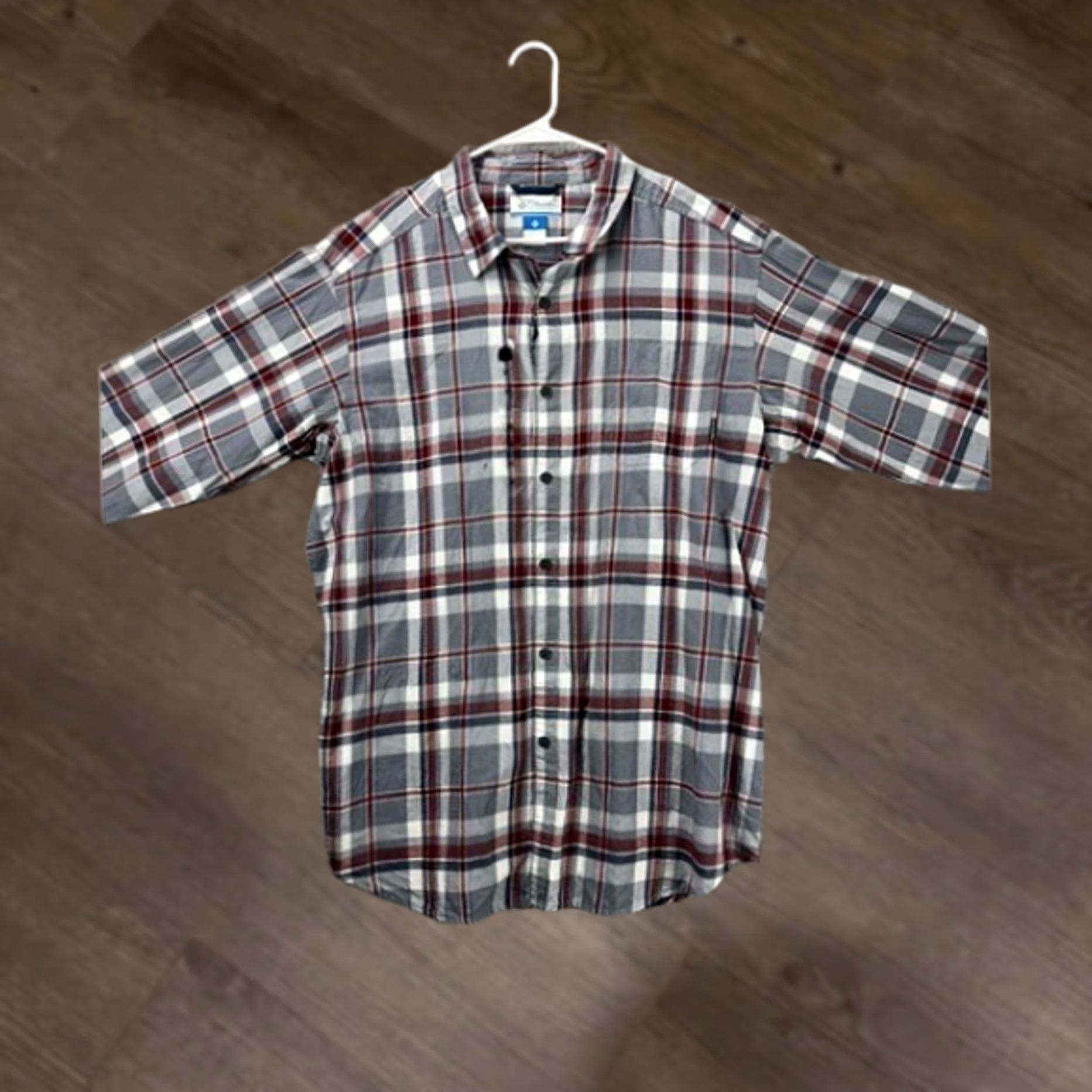 Vintage VINTAGE Columbia Shirt Men XLT Tall Grey Red Plaid Button Up Long Sleeve 100% Cotton NEW Size US XL / EU 56 / 4 - 1 Thumbnail