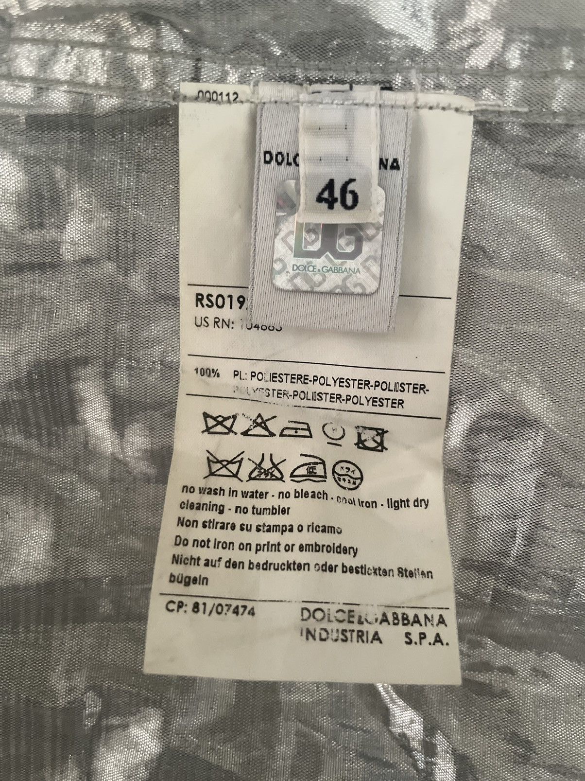 Dolce & Gabbana D&G "Metallic Silver" Dress Shirt Size US S / EU 44-46 / 1 - 6 Thumbnail