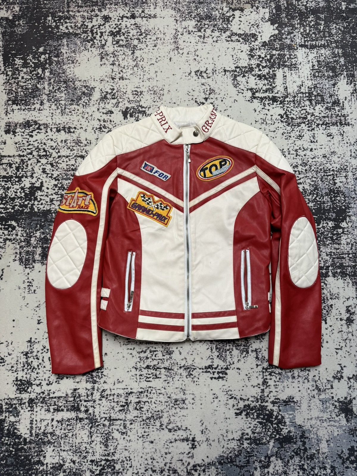 Vintage Vintage leather Racing Jacket Fortunate red white Womens S Size US S / EU 44-46 / 1 - 1 Thumbnail