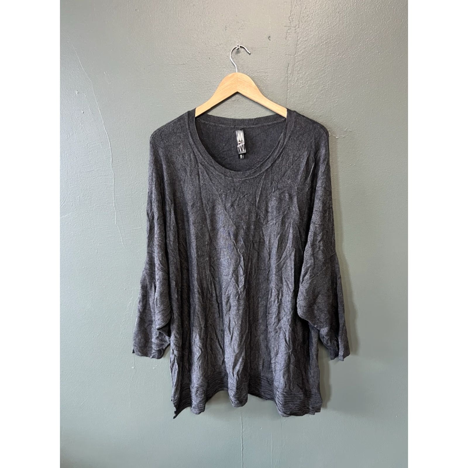 Vintage Marla Wynne Blouse Shirt 3X Plus Womens Gray Viscose Blend Long Sleeve Pullover Knit Lightweight All Seasons Casual, Travel, Party/Cocktail Womens Size XXL / US 16-18 / IT 52-54 - 2 Thumbnail