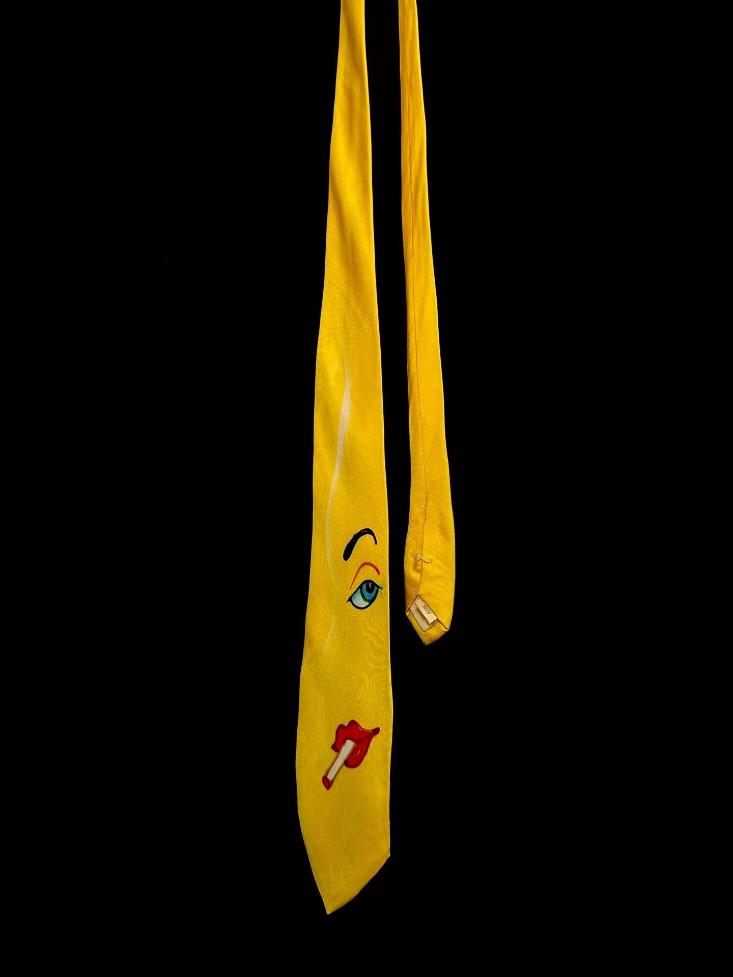 Yohji Yamamoto Yohji Yamamoto Y’s 90s Hand-Drawn Beauty Silk Tie B/Y Size ONE SIZE - 1 Thumbnail