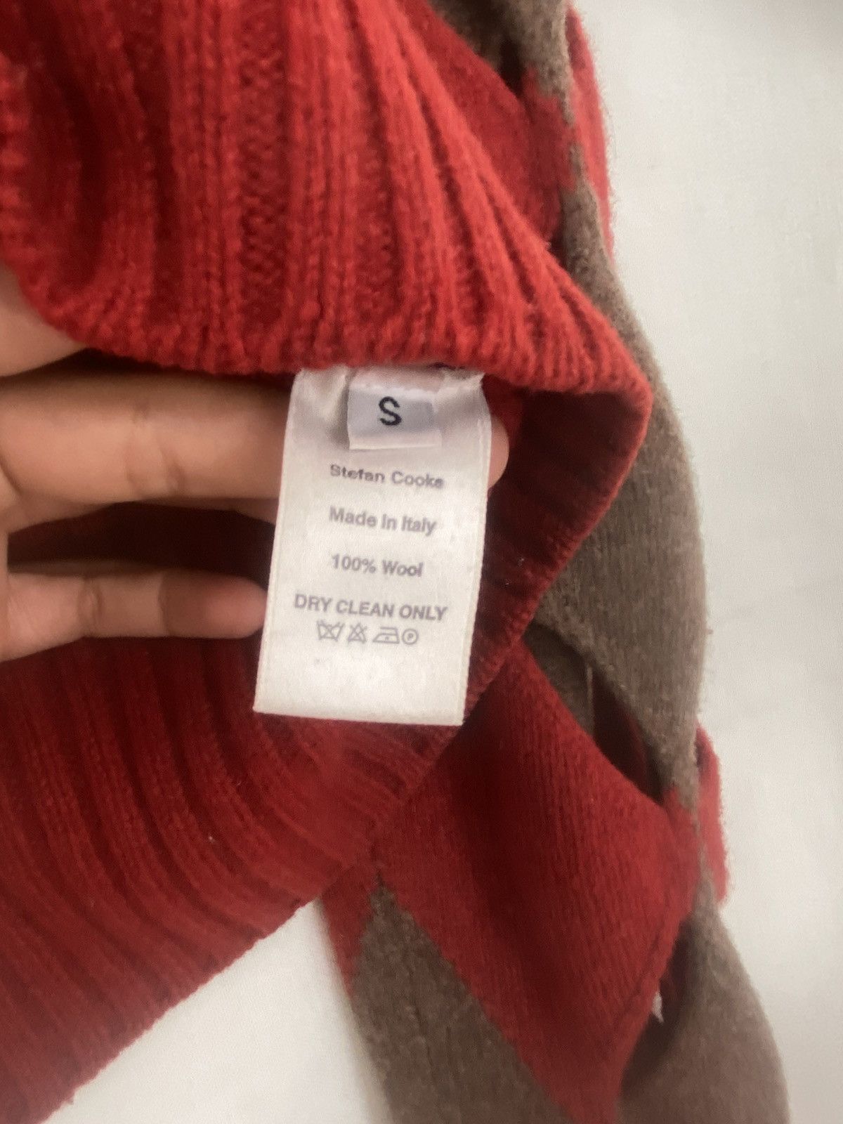 Stefan Cooke AW19 Red and Brown Diamond Slashed Sweater Size US S / EU 44-46 / 1 - 3 Thumbnail