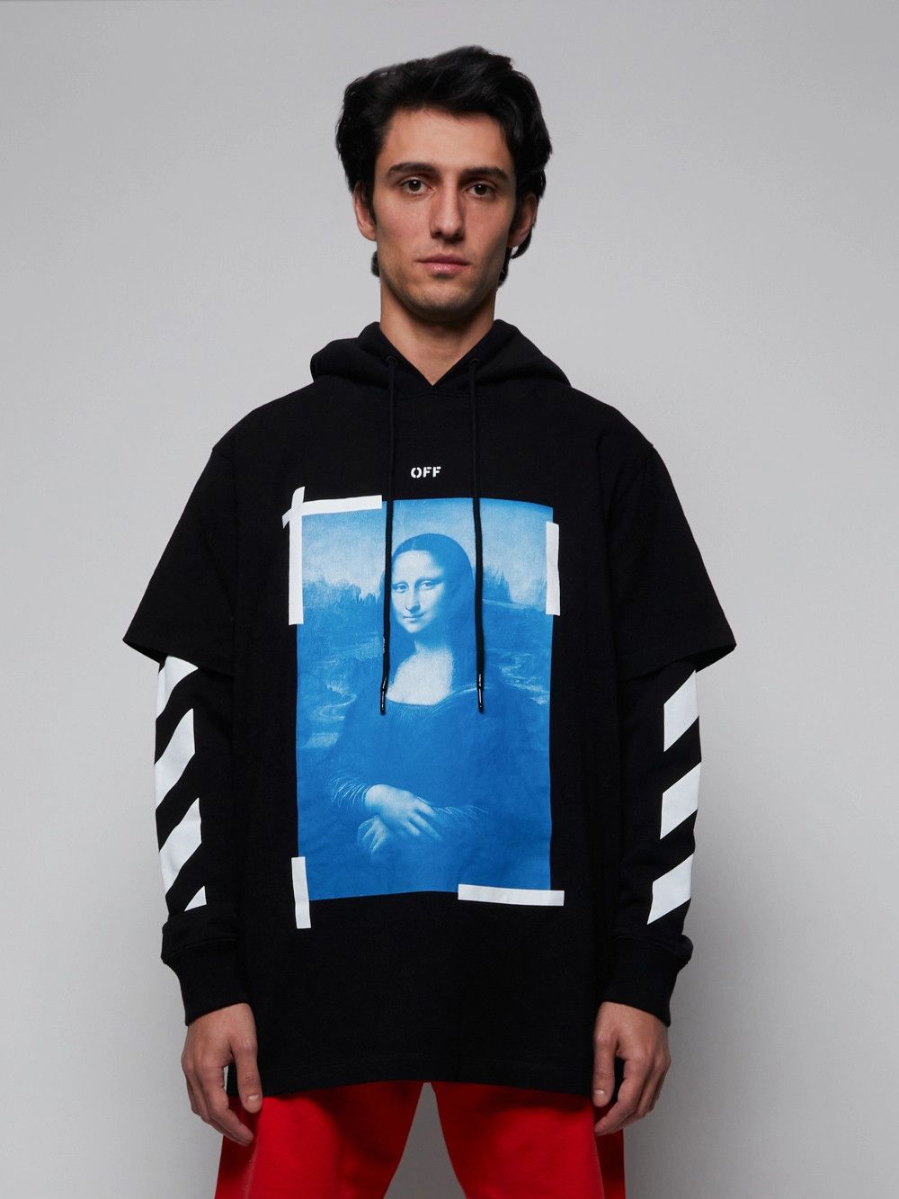 Off-White Black Mona Lisa Arrows Oversized Layered Tee Hoodie Size US L / EU 52-54 / 3 - 2 Thumbnail