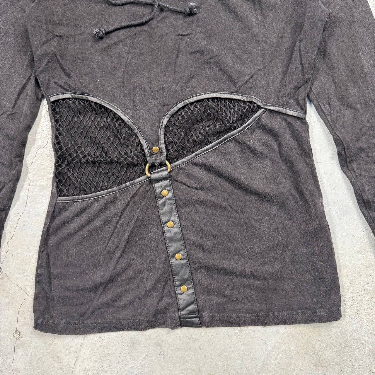 14th Addiction Punk Rave Goth Cyberpunk Mesh Cutout Hooded Top Size M / US 6-8 / IT 42-44 - 5 Thumbnail