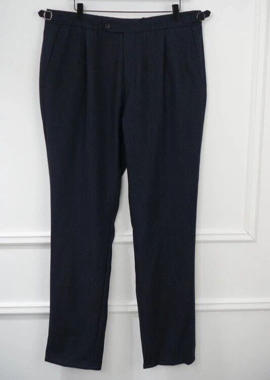 Suitsupply Men Suitsupply Ames Pleat SA Trousers Flannel Navy UK/US46S Size 46S - 1 Thumbnail