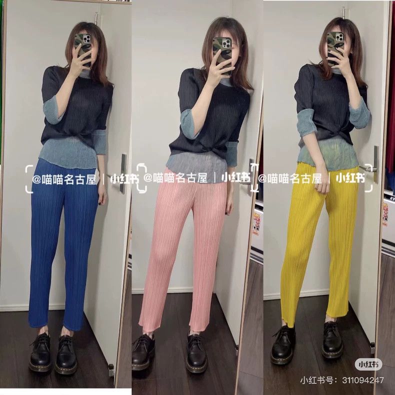 Issey Miyake Issey Miyake size:1 Limited edition pink pleated trousers Size 31" - 8 Thumbnail