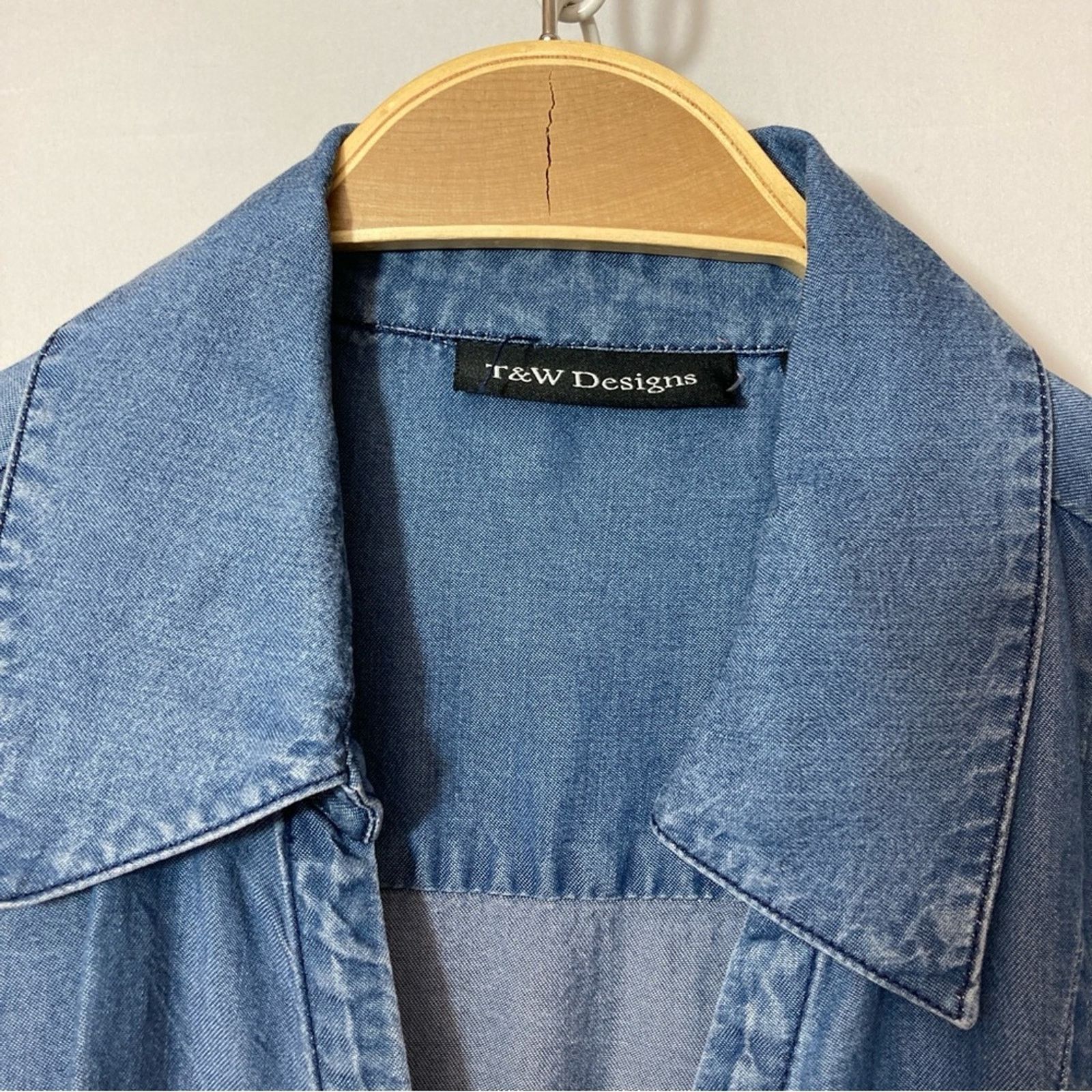 Other T&W Designs Tencel Denim Cross Over Handkerchief Blouse Top Size S / US 4 / IT 40 - 4 Thumbnail