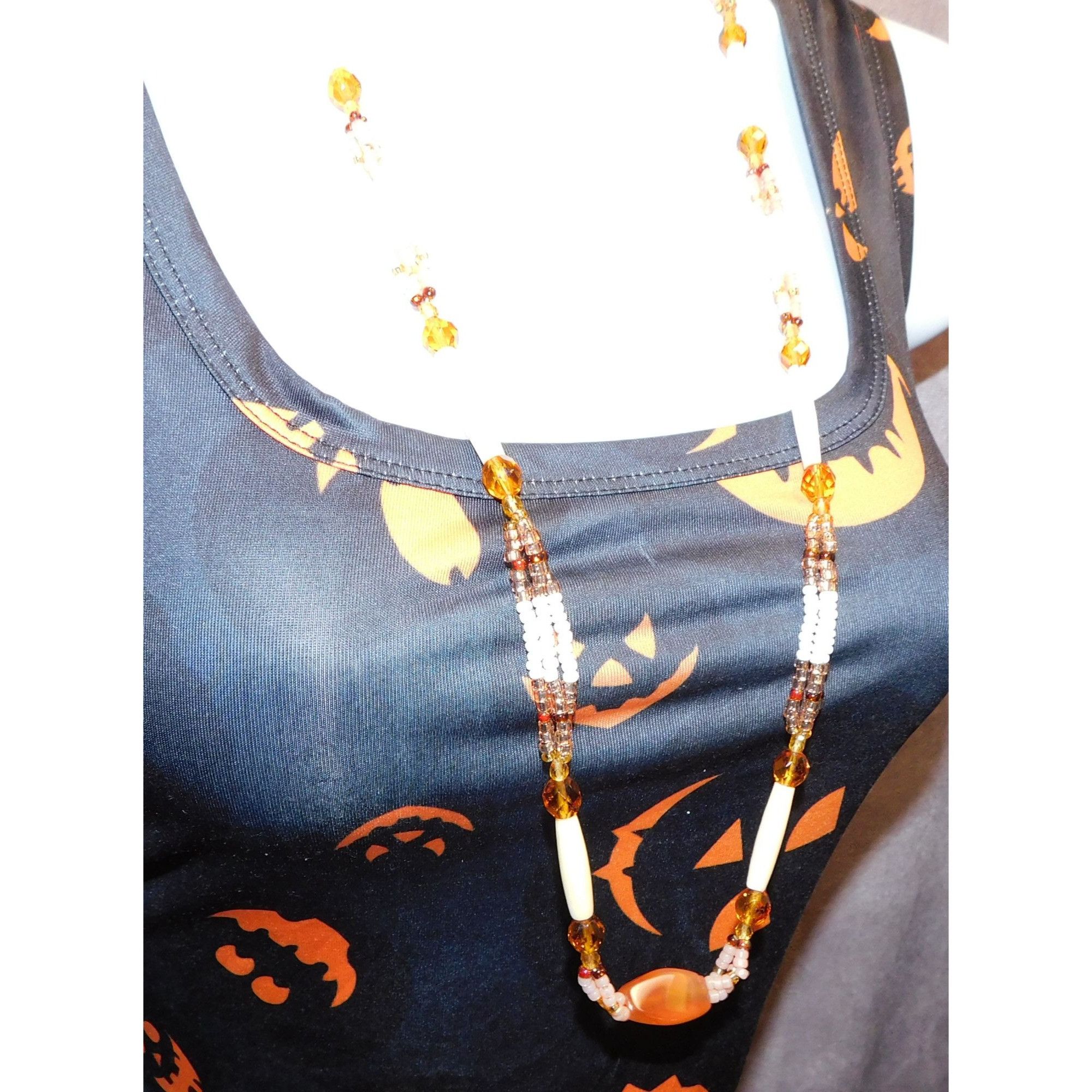 Other Amber Glass Beaded Necklace With Pink And White Accents Size ONE SIZE - 5 Thumbnail
