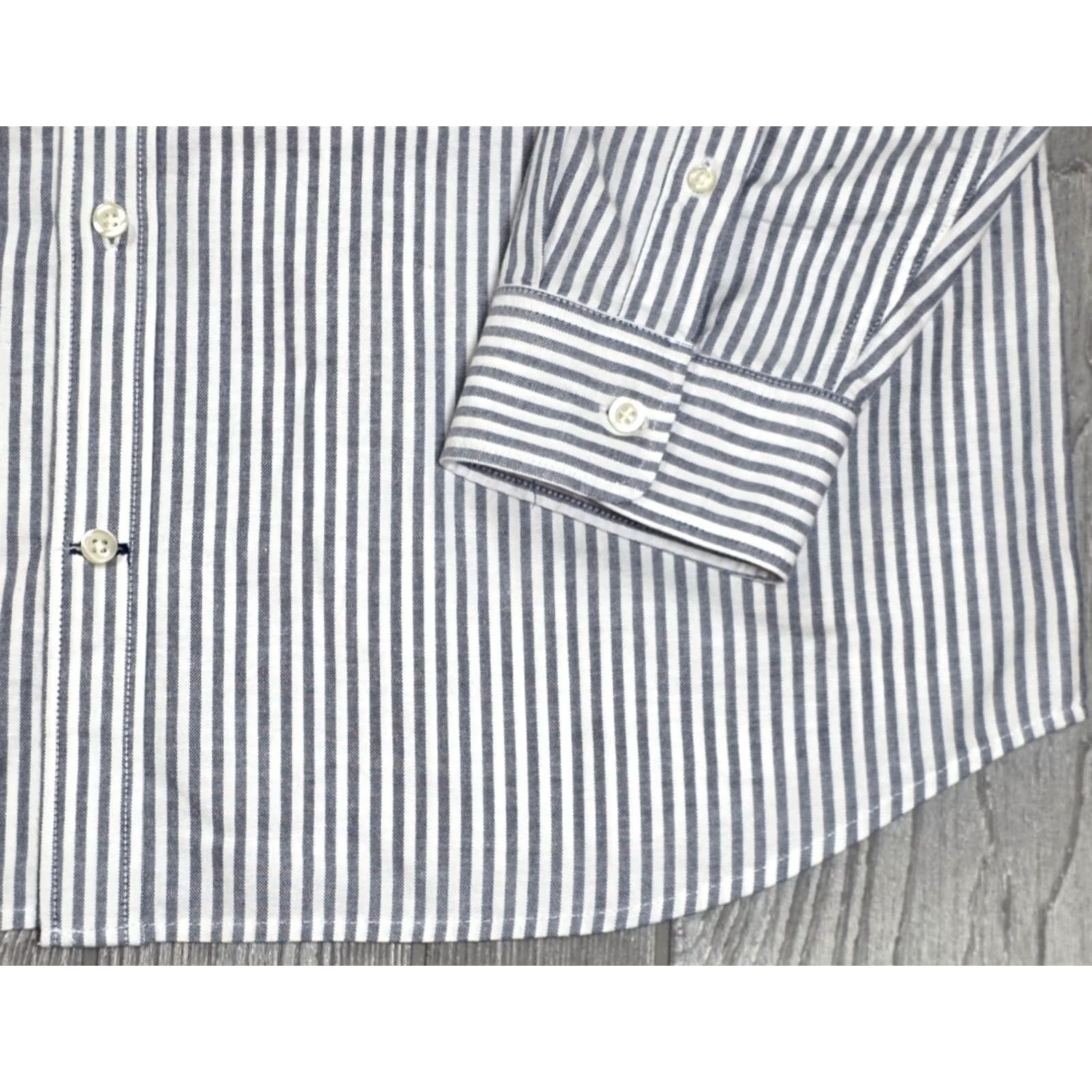 Gap Gap Oxford Button-Up Shirt Long Sleeve Gray White Stripe Mens XL Size US XL / EU 56 / 4 - 4 Thumbnail