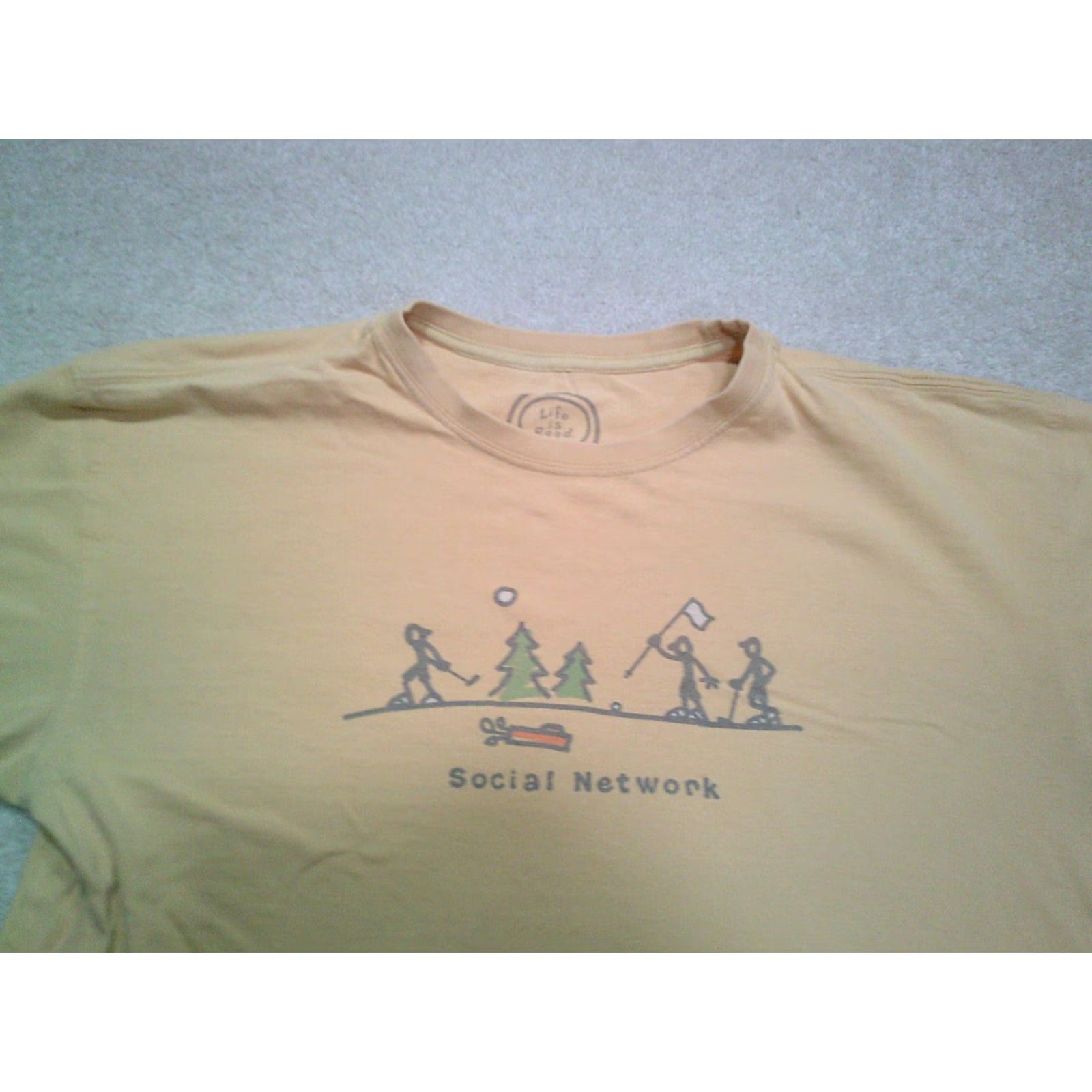 Life is Good Life is Good T Shirt Mens Medium Yellow Outdoor Hiking Social Network Logo Short Sleeve Crew Neck Regular Fits Size US M / EU 48-50 / 2 - 4 Thumbnail