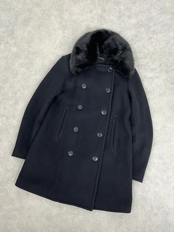 Emporio Armani AW2019 Emporio Armani Black Wool Faux Fur Collar Buttoned Coat Size XS / US 0-2 / IT 36-38 - 4 Thumbnail